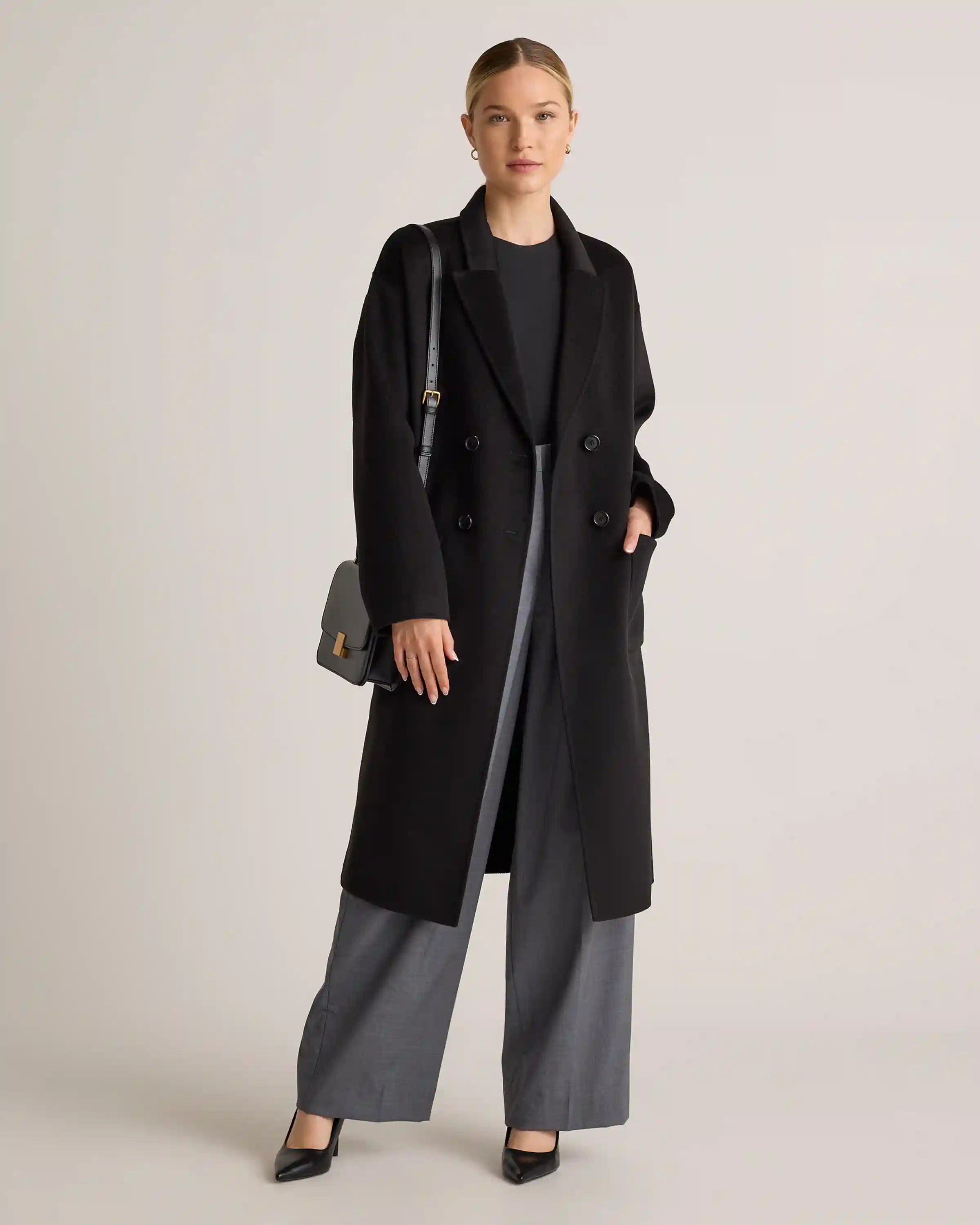 100% Mongolian Cashmere Double-Faced Double-Breasted Wrap Coat