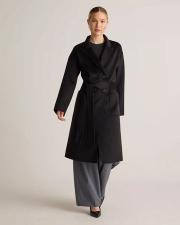 100% Mongolian Cashmere Double-Faced Double-Breasted Wrap Coat