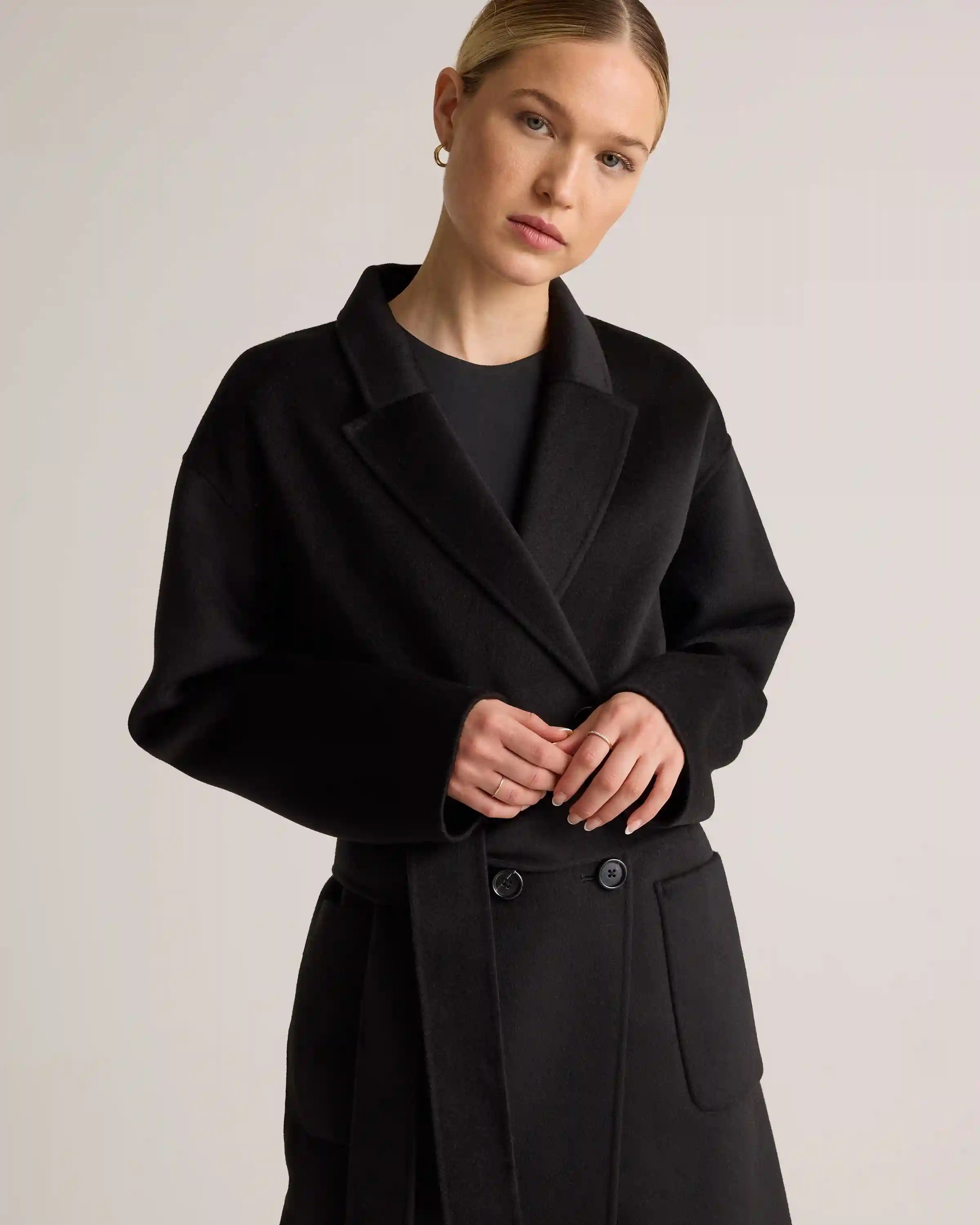 100% Mongolian Cashmere Double-Faced Double-Breasted Wrap Coat