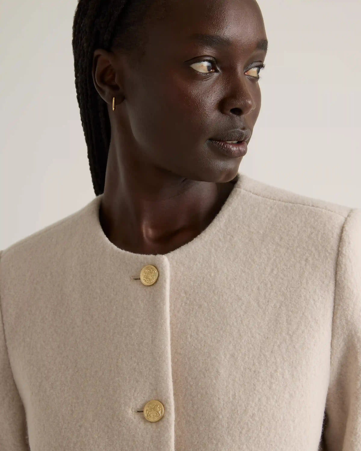 100% Merino Wool Collarless Cropped Jacket