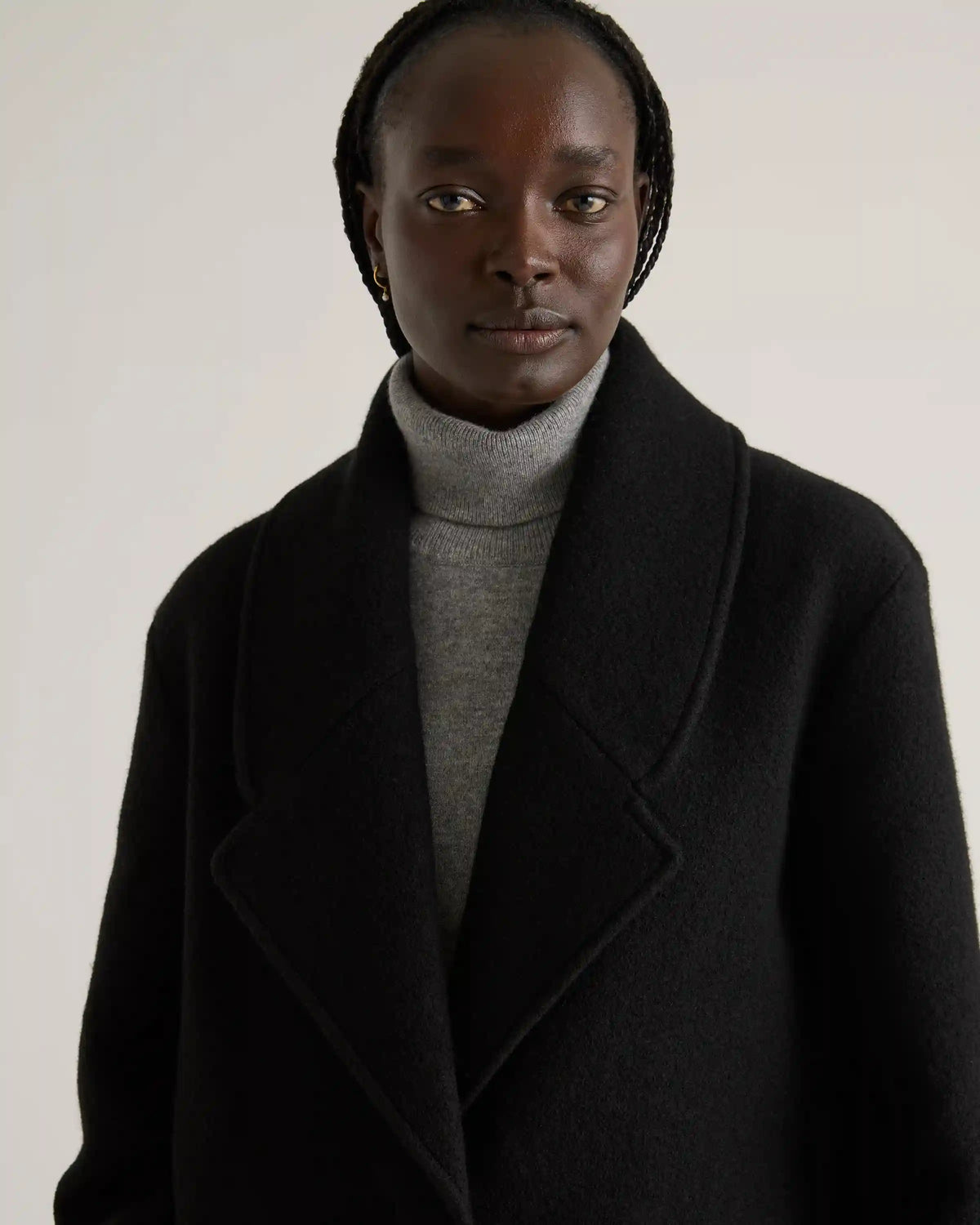 100% Merino Wool Shawl Collar Long Coat