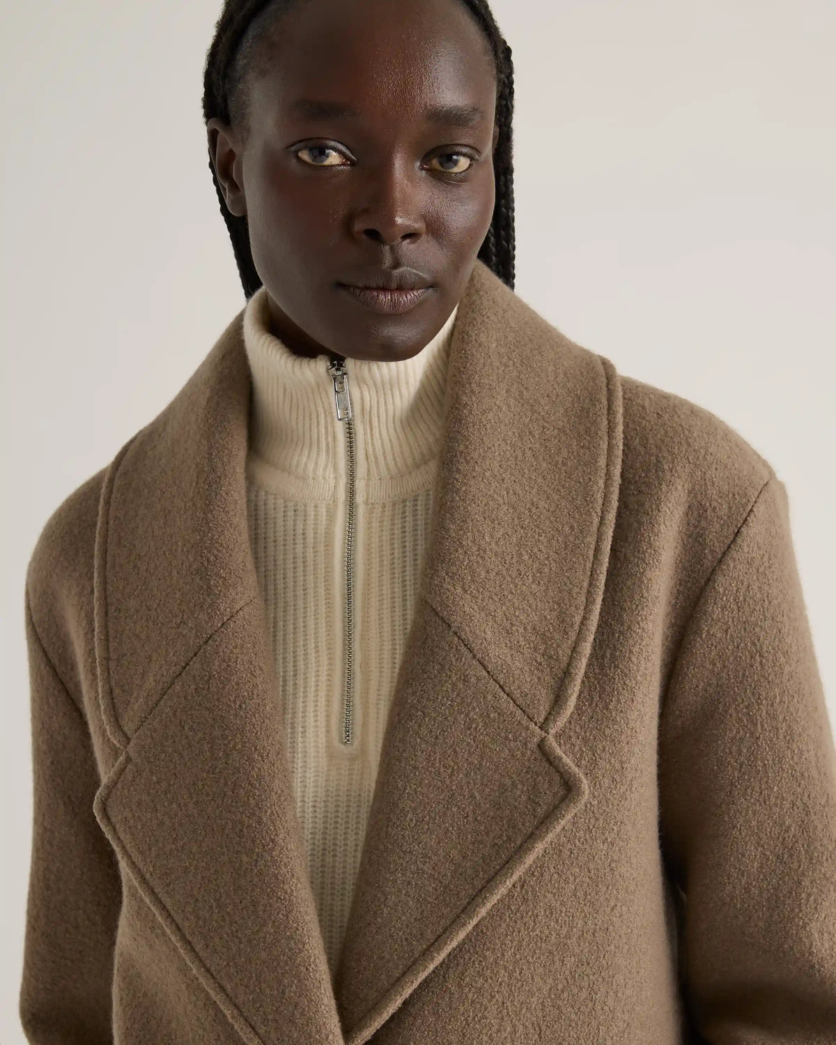 100% Merino Wool Shawl Collar Long Coat