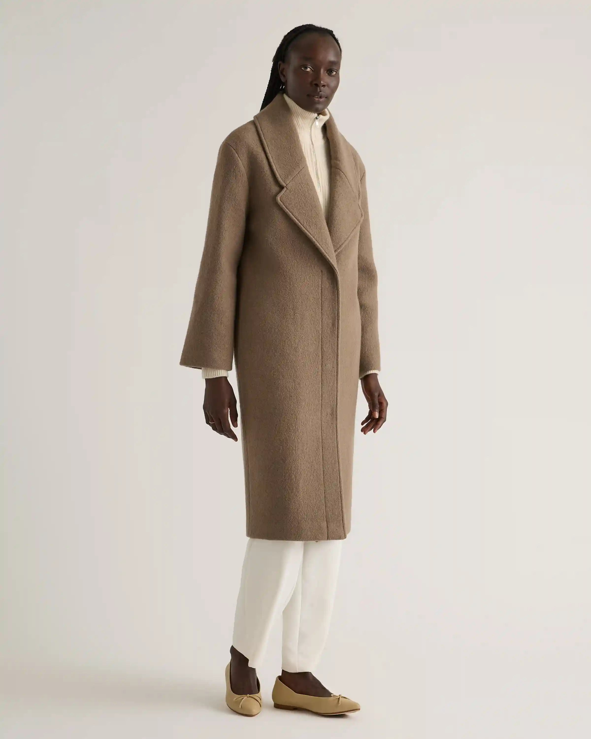 100% Merino Wool Shawl Collar Long Coat