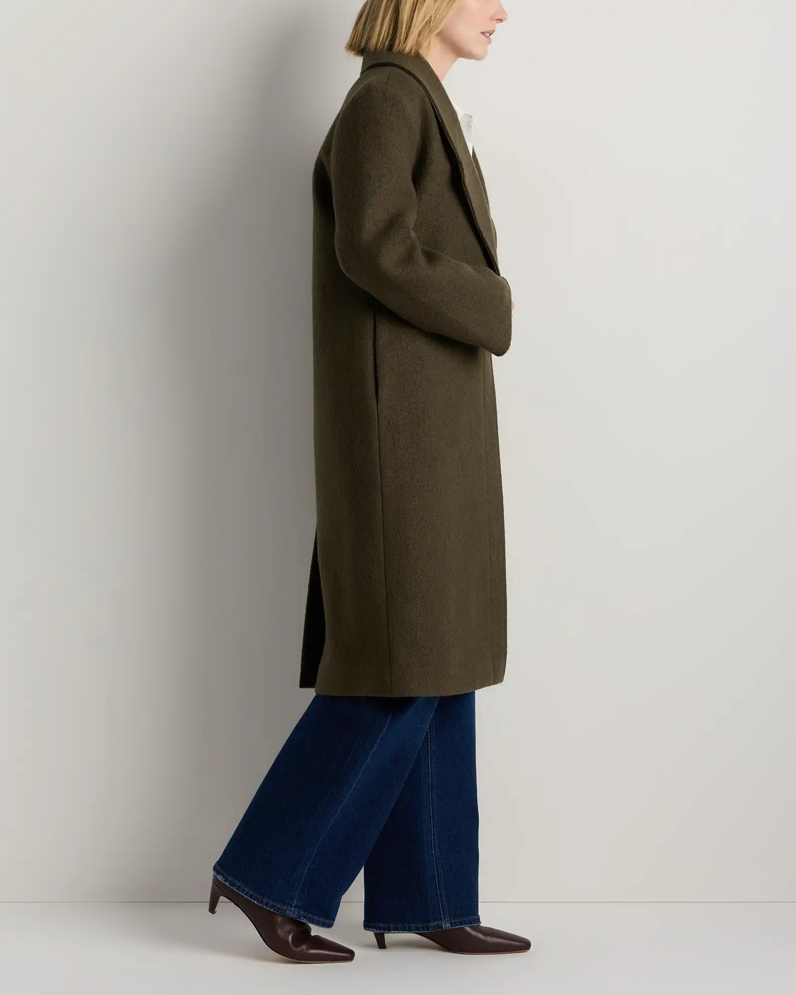 100% Merino Wool Shawl Collar Long Coat