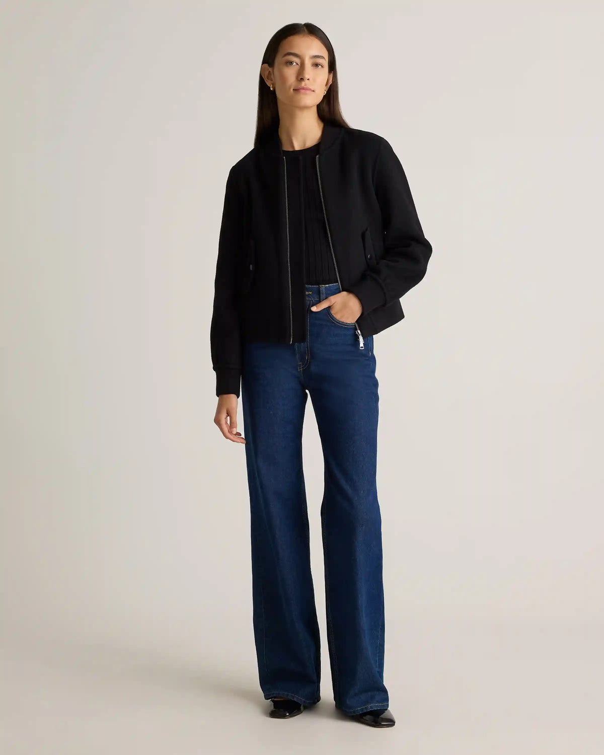 Double-Faced Merino Wool Bomber Jacket
