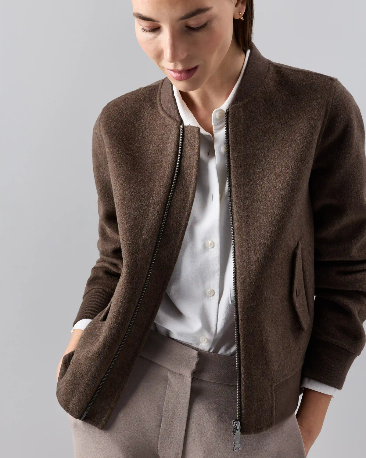 Double-Faced Merino Wool Bomber Jacket