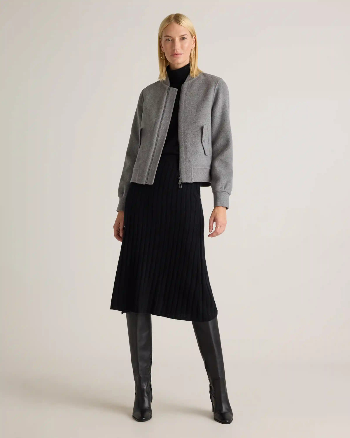 Double-Faced Merino Wool Bomber Jacket
