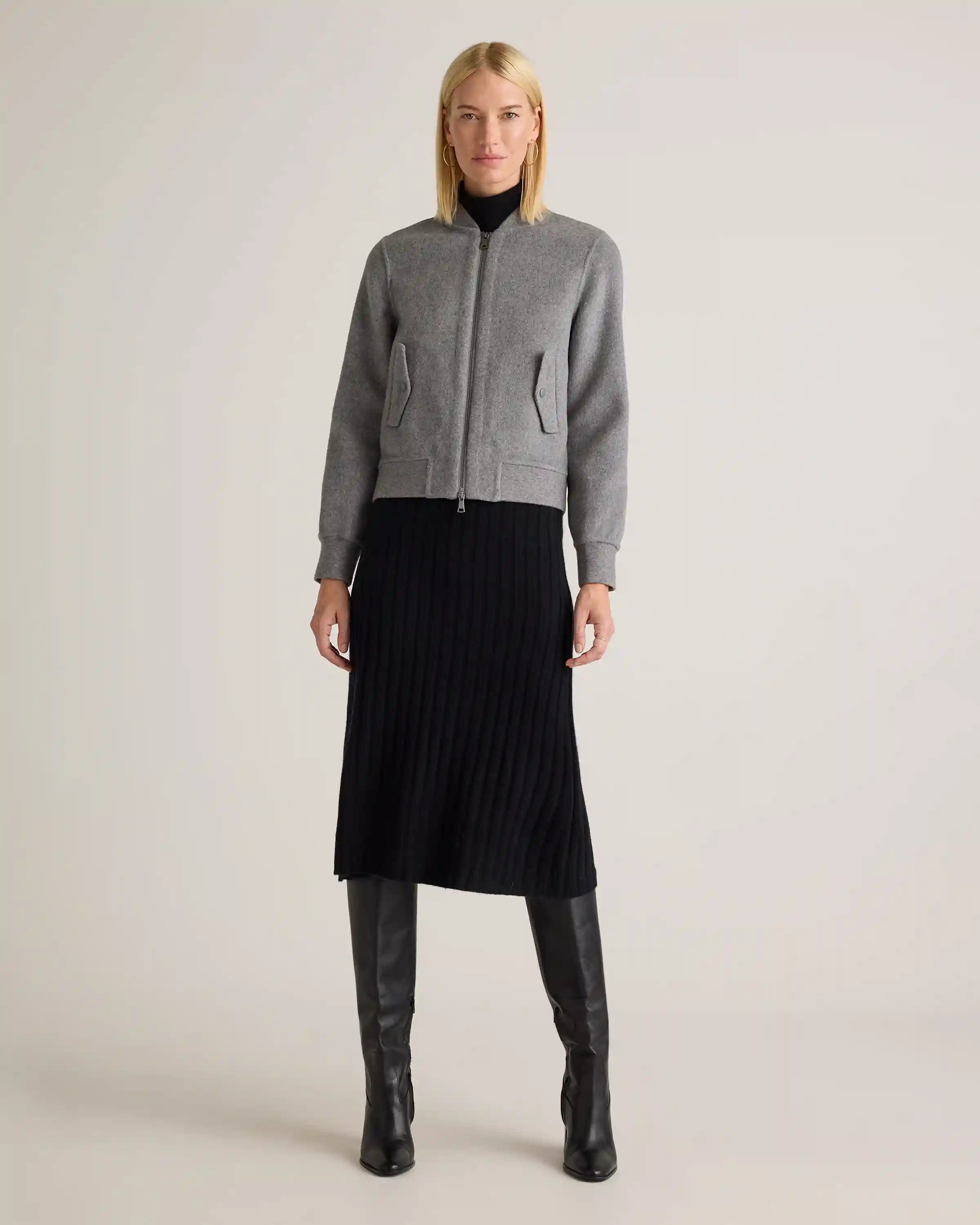 Double-Faced Merino Wool Bomber Jacket