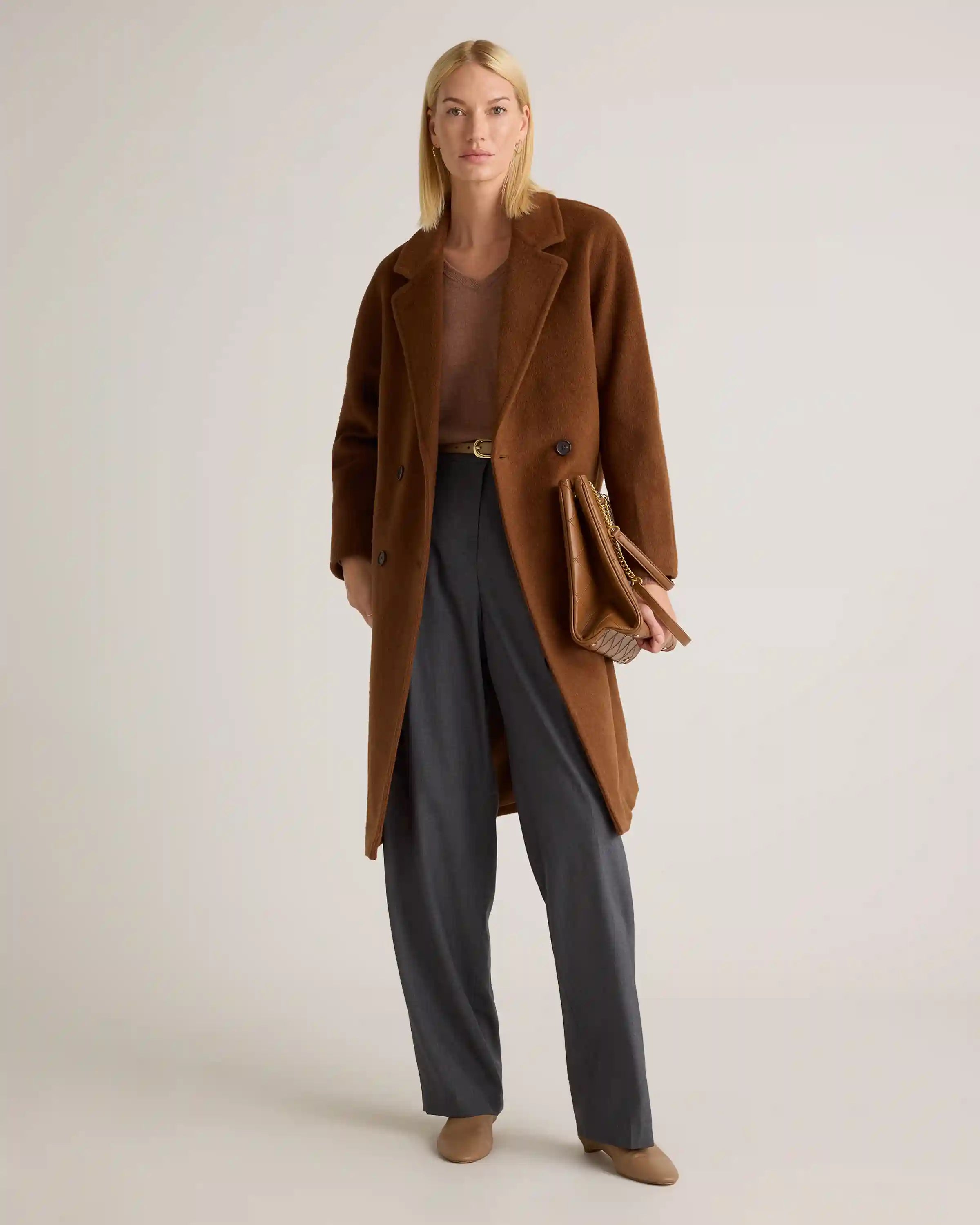 Camel Hair Double-Breasted Slouch Coat