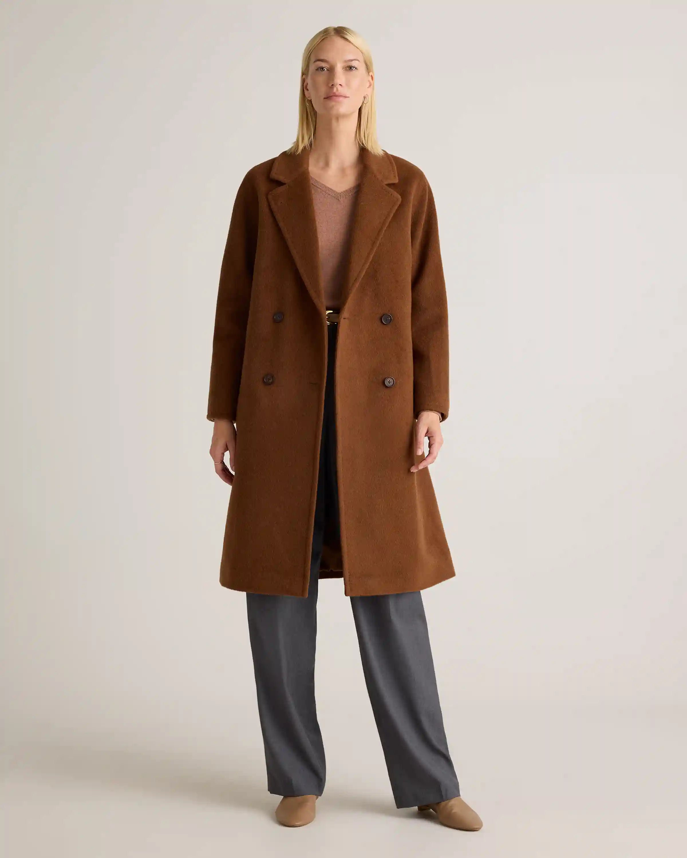 Camel Hair Double-Breasted Slouch Coat