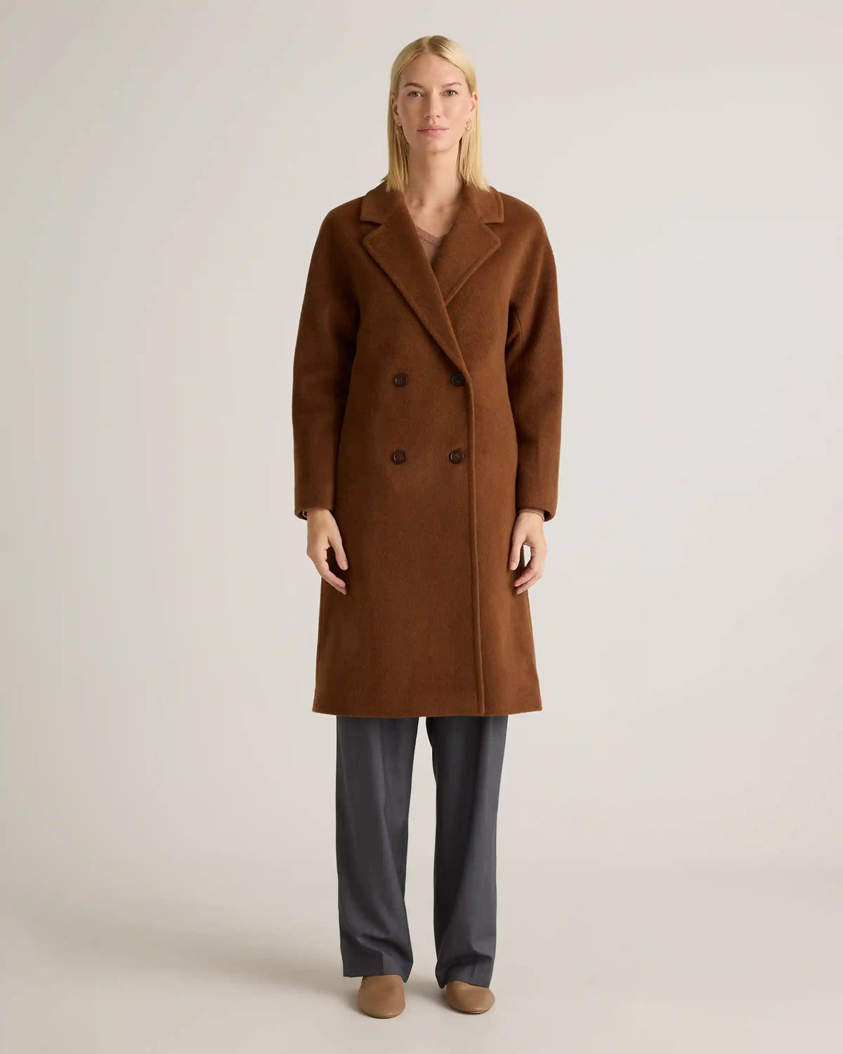 Camel Hair Double-Breasted Slouch Coat
