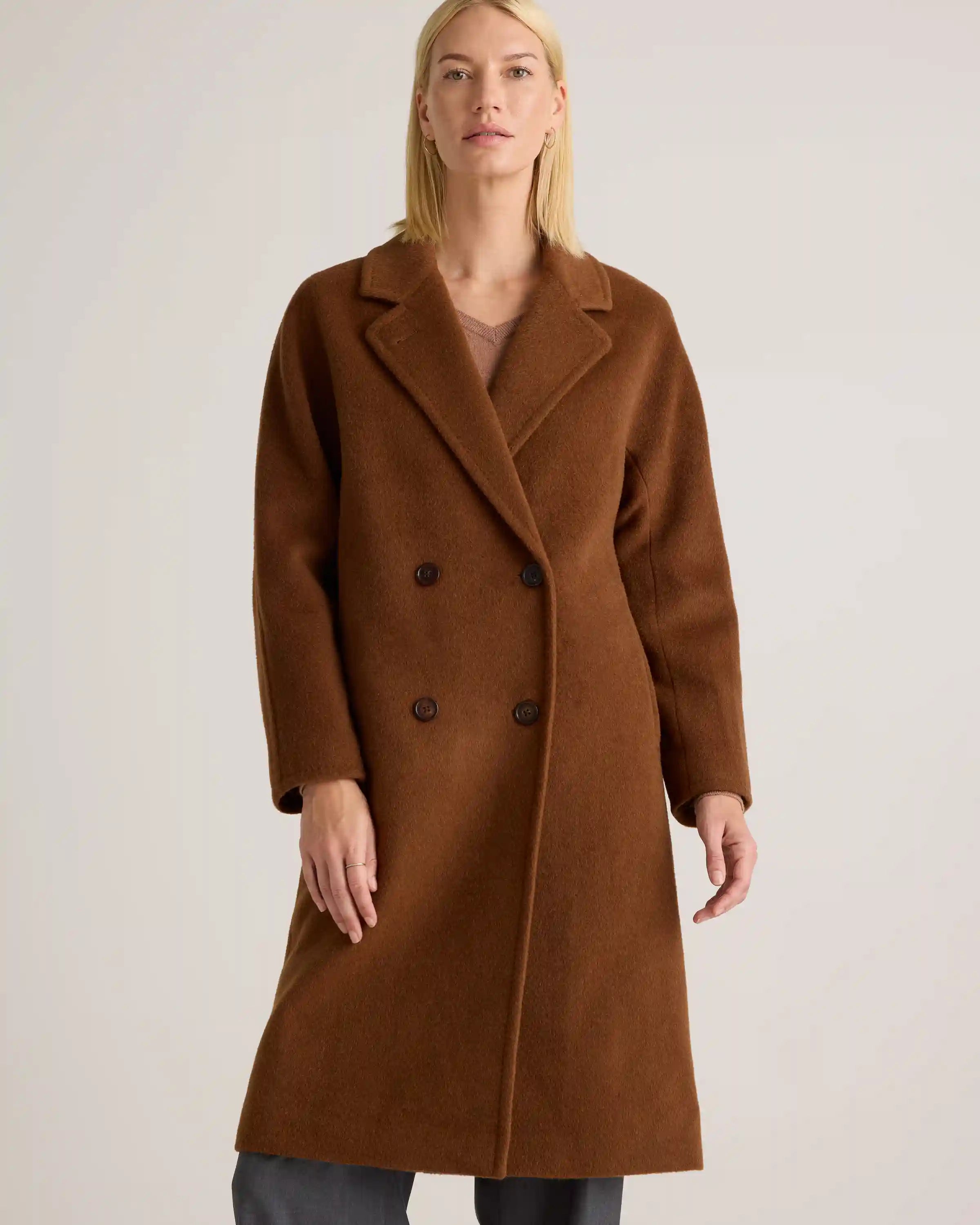 Camel Hair Double-Breasted Slouch Coat