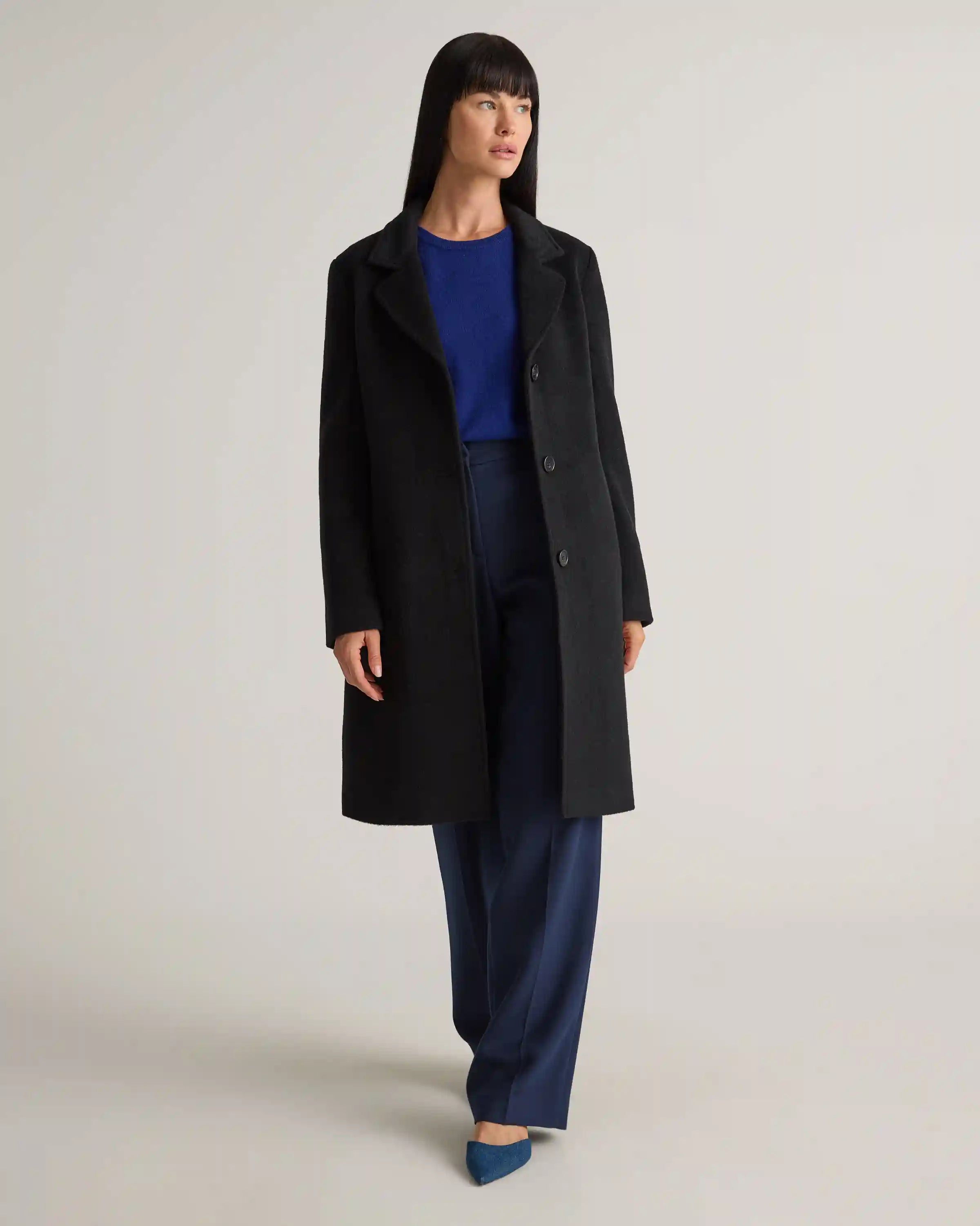 Camel Hair Single-Breasted Midi Coat