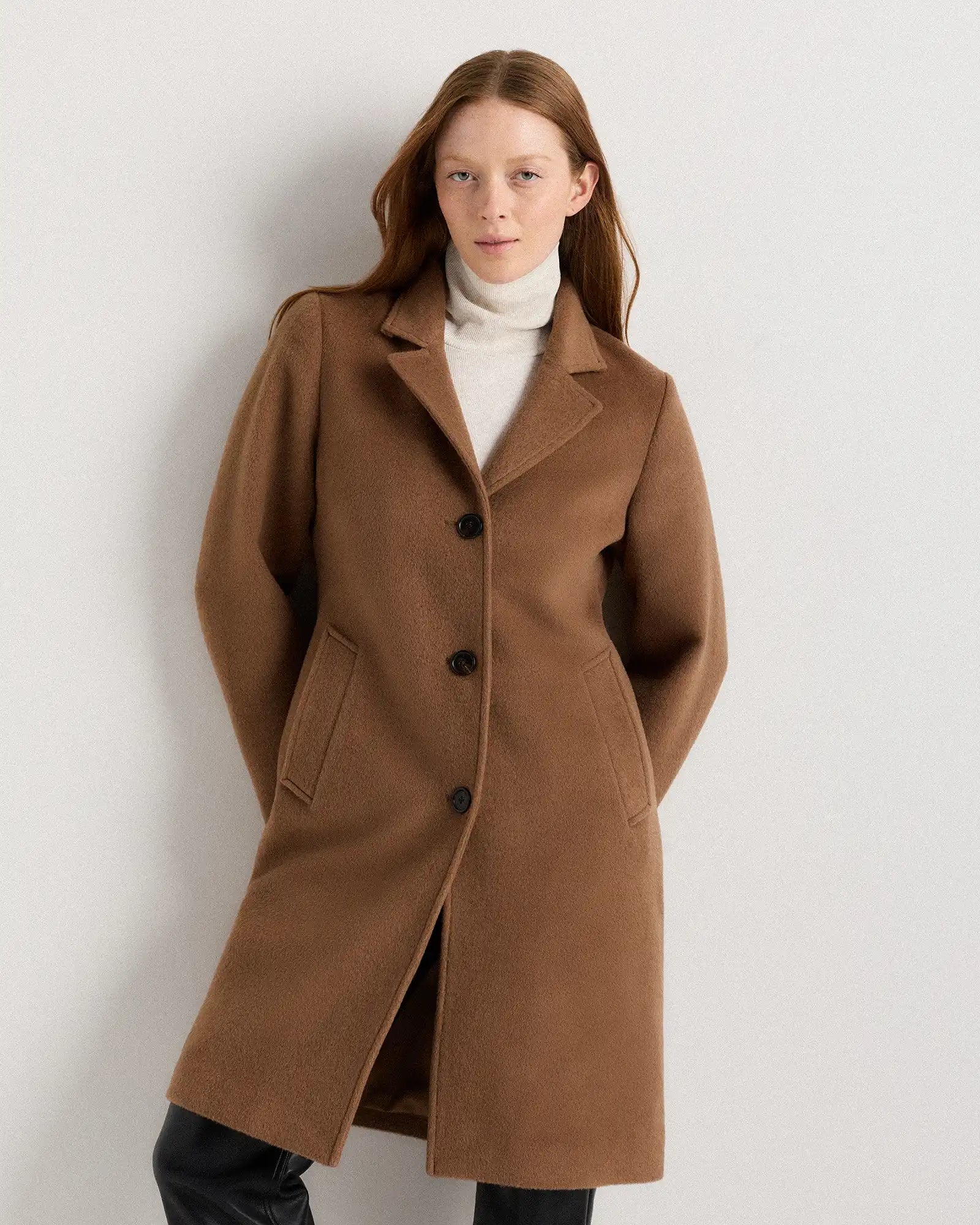 Camel Hair Single-Breasted Midi Coat