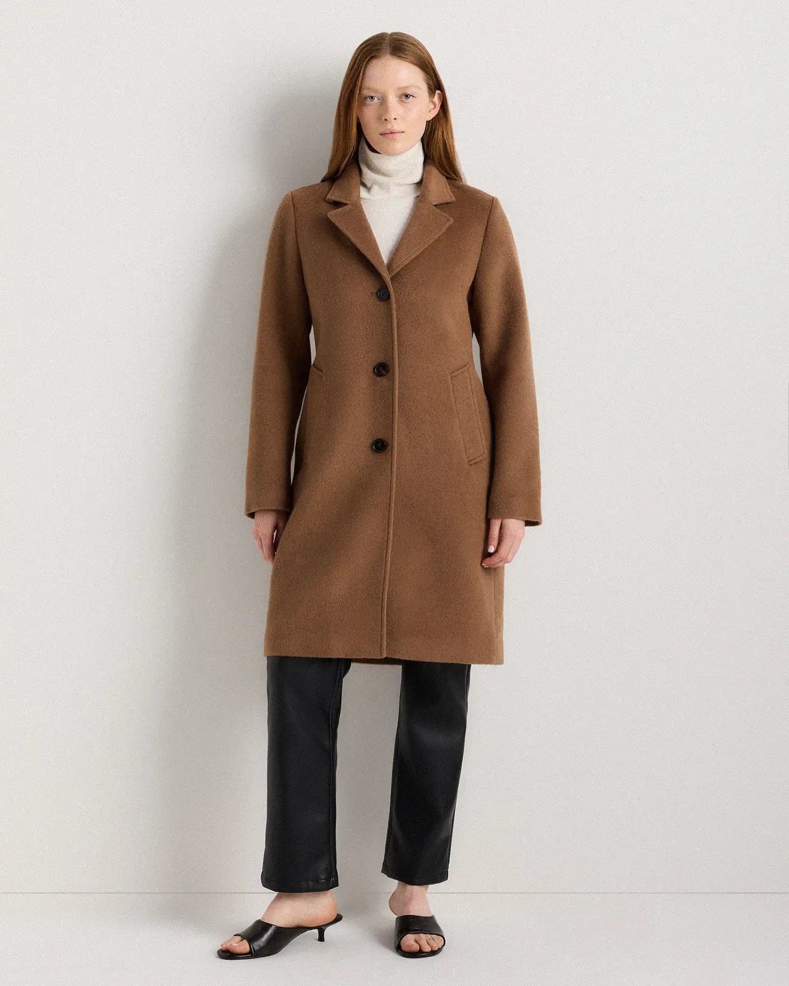 Camel Hair Single-Breasted Midi Coat