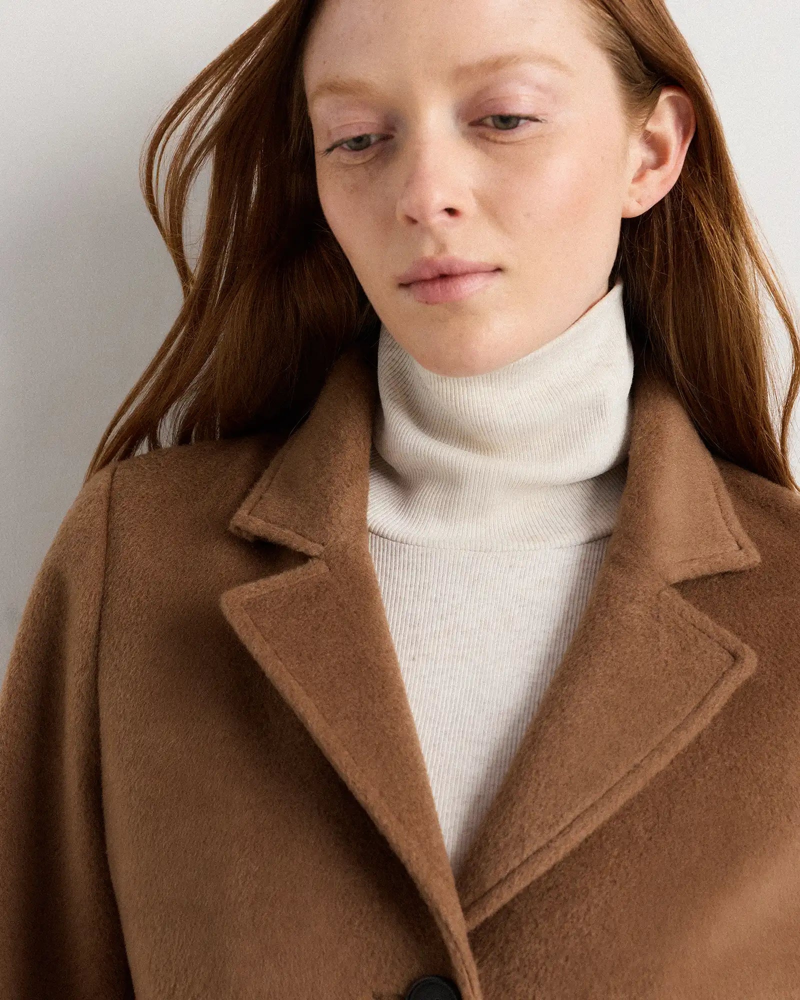 Camel Hair Single-Breasted Midi Coat