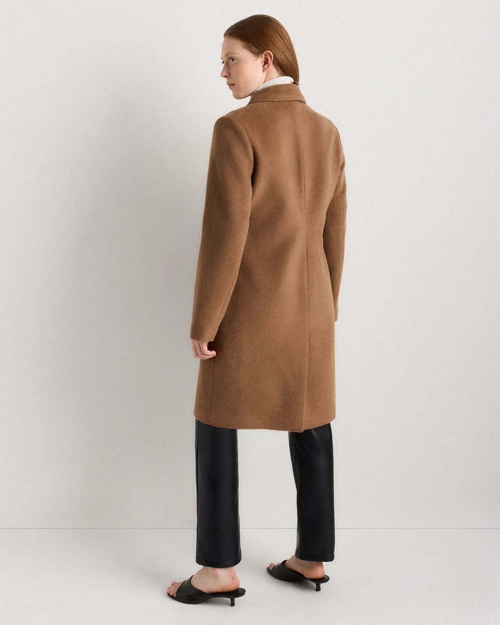 Camel Hair Single-Breasted Midi Coat