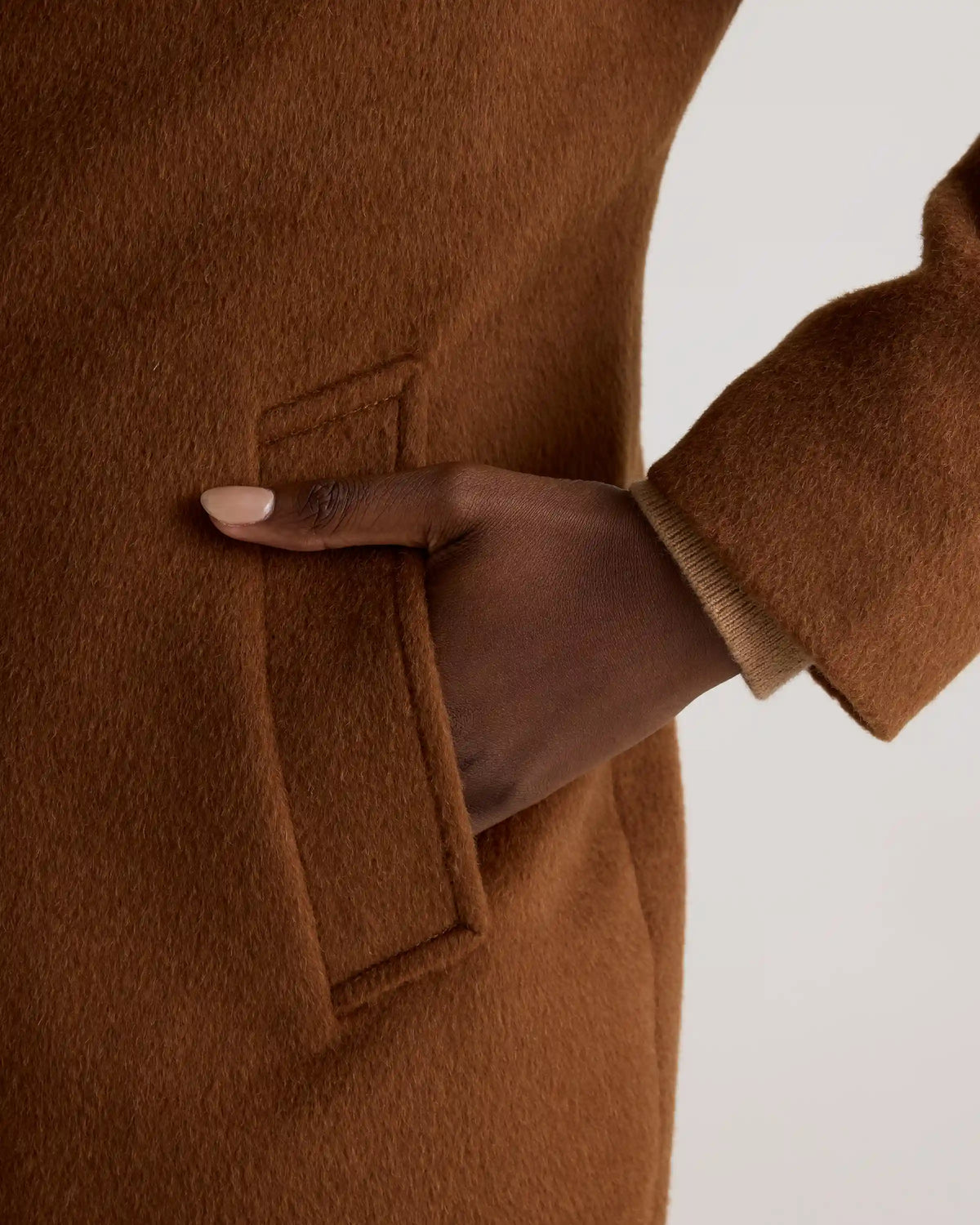 Camel Hair Single-Breasted Midi Coat