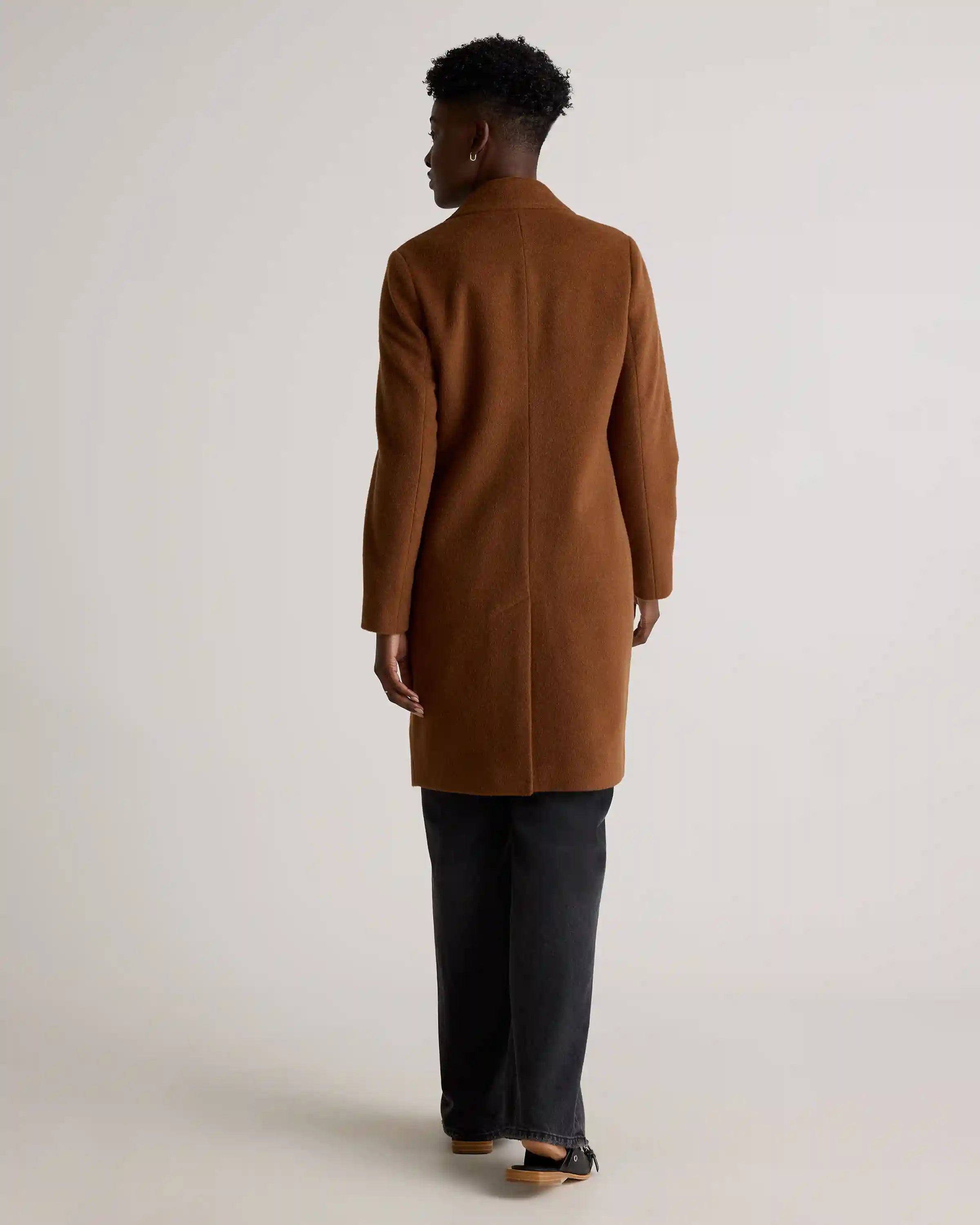 Camel Hair Single-Breasted Midi Coat