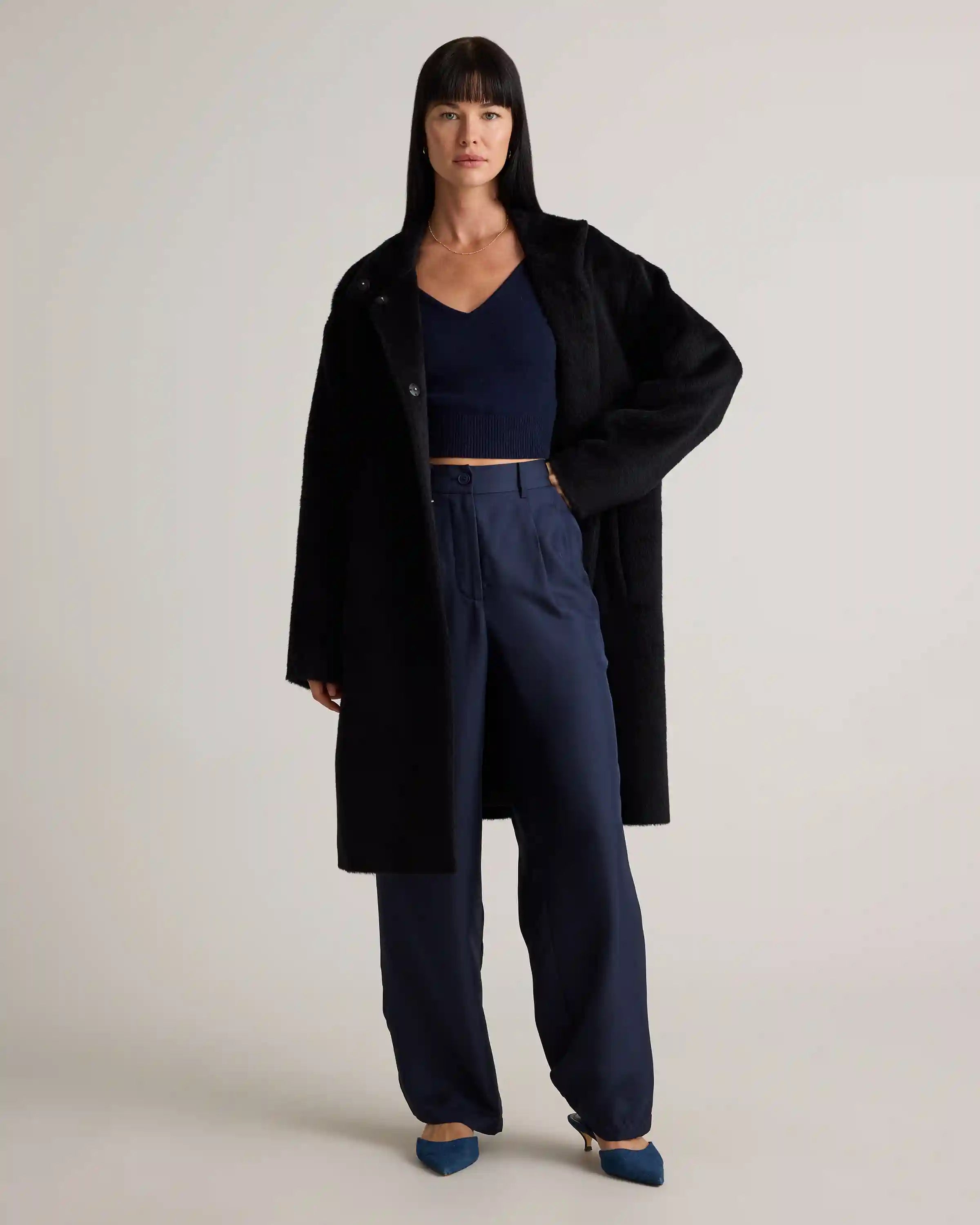 Alpaca-Wool Stand Collar Coat
