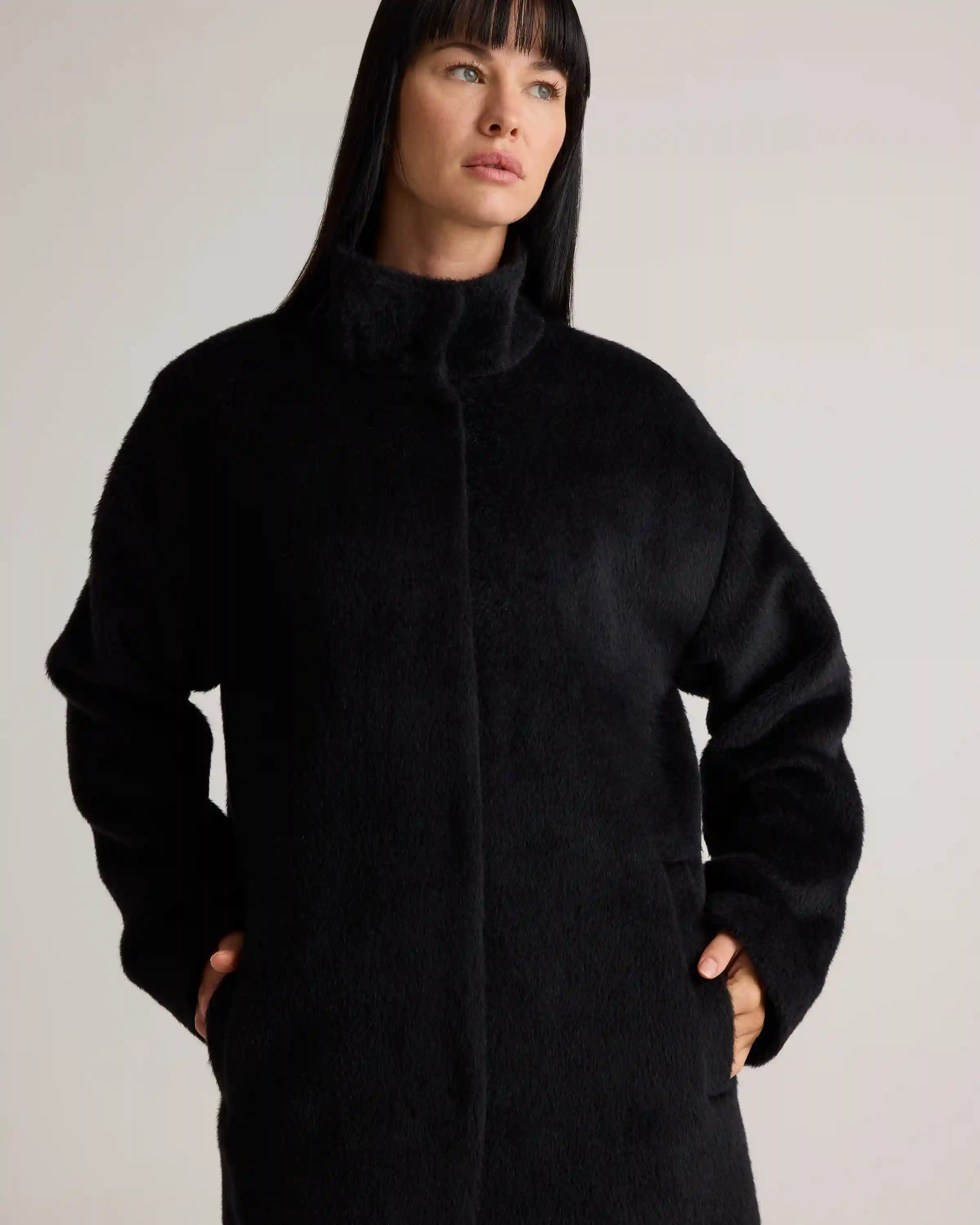 Alpaca-Wool Stand Collar Coat