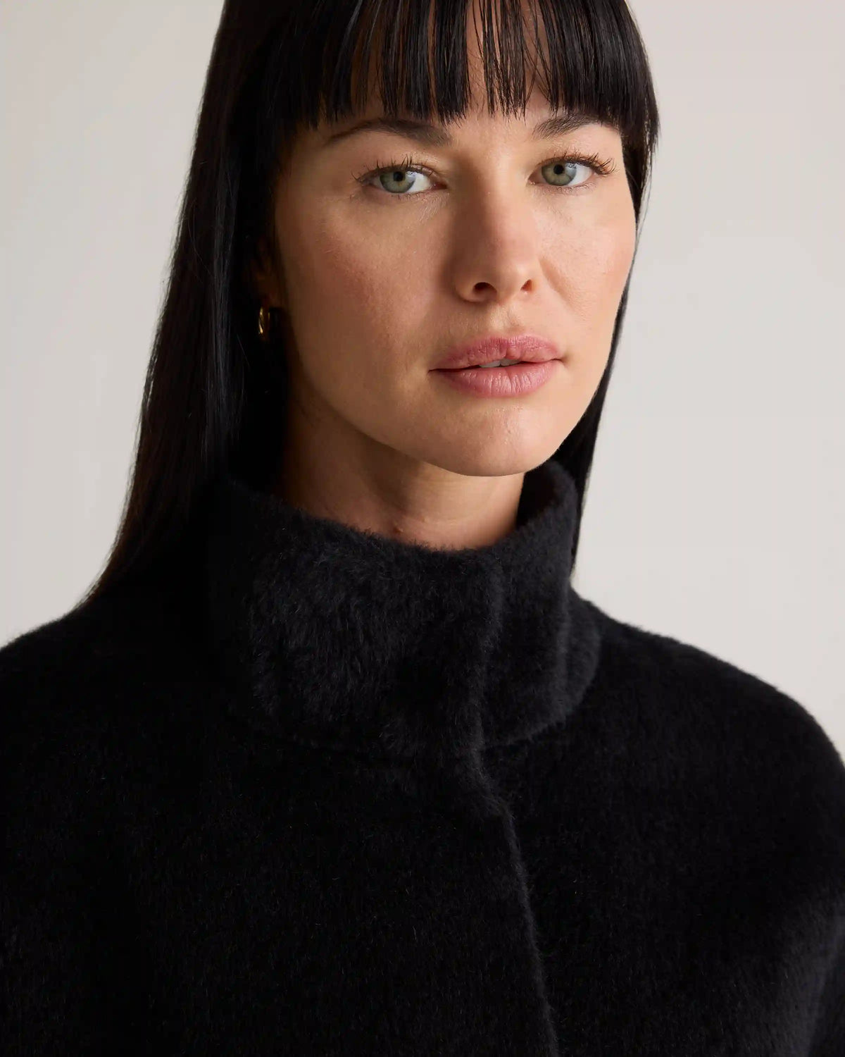 Alpaca-Wool Stand Collar Coat