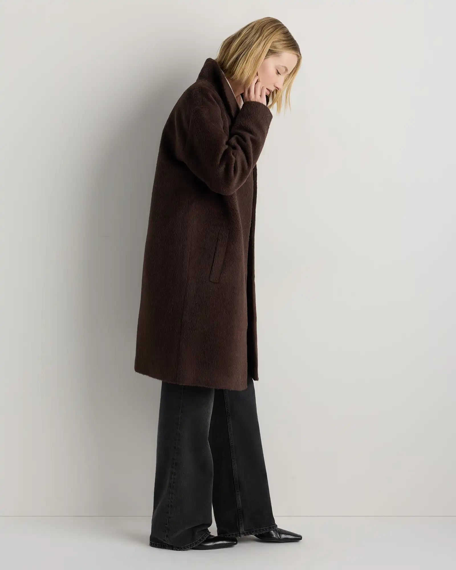 Alpaca-Wool Stand Collar Coat