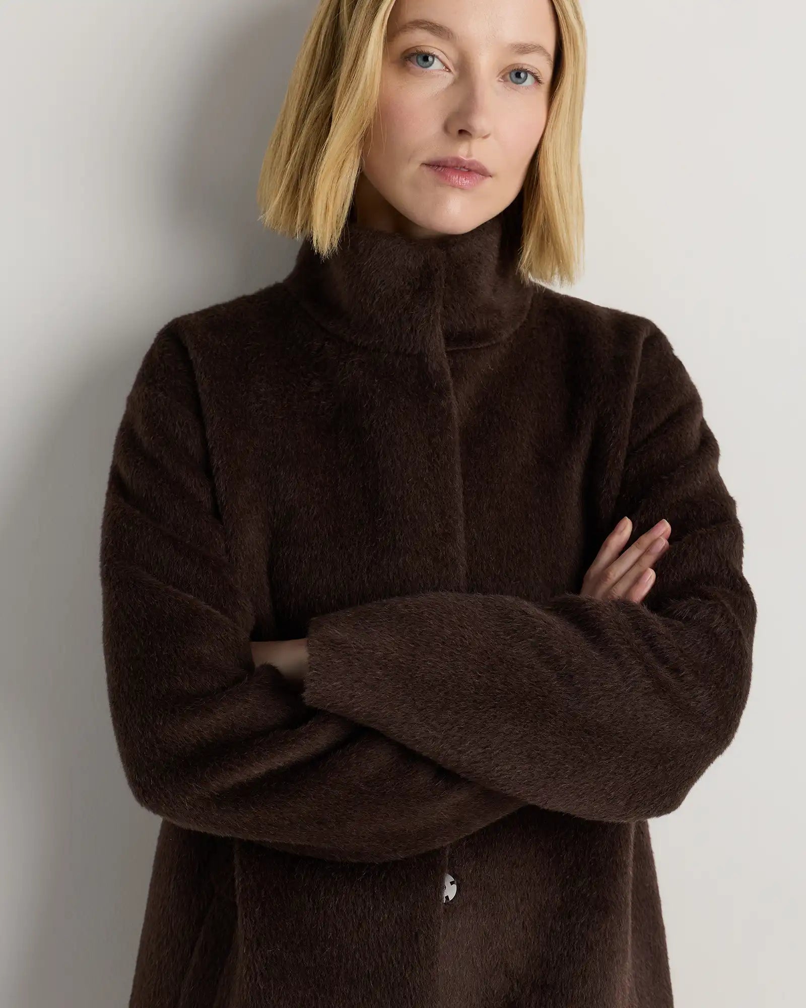 Alpaca-Wool Stand Collar Coat