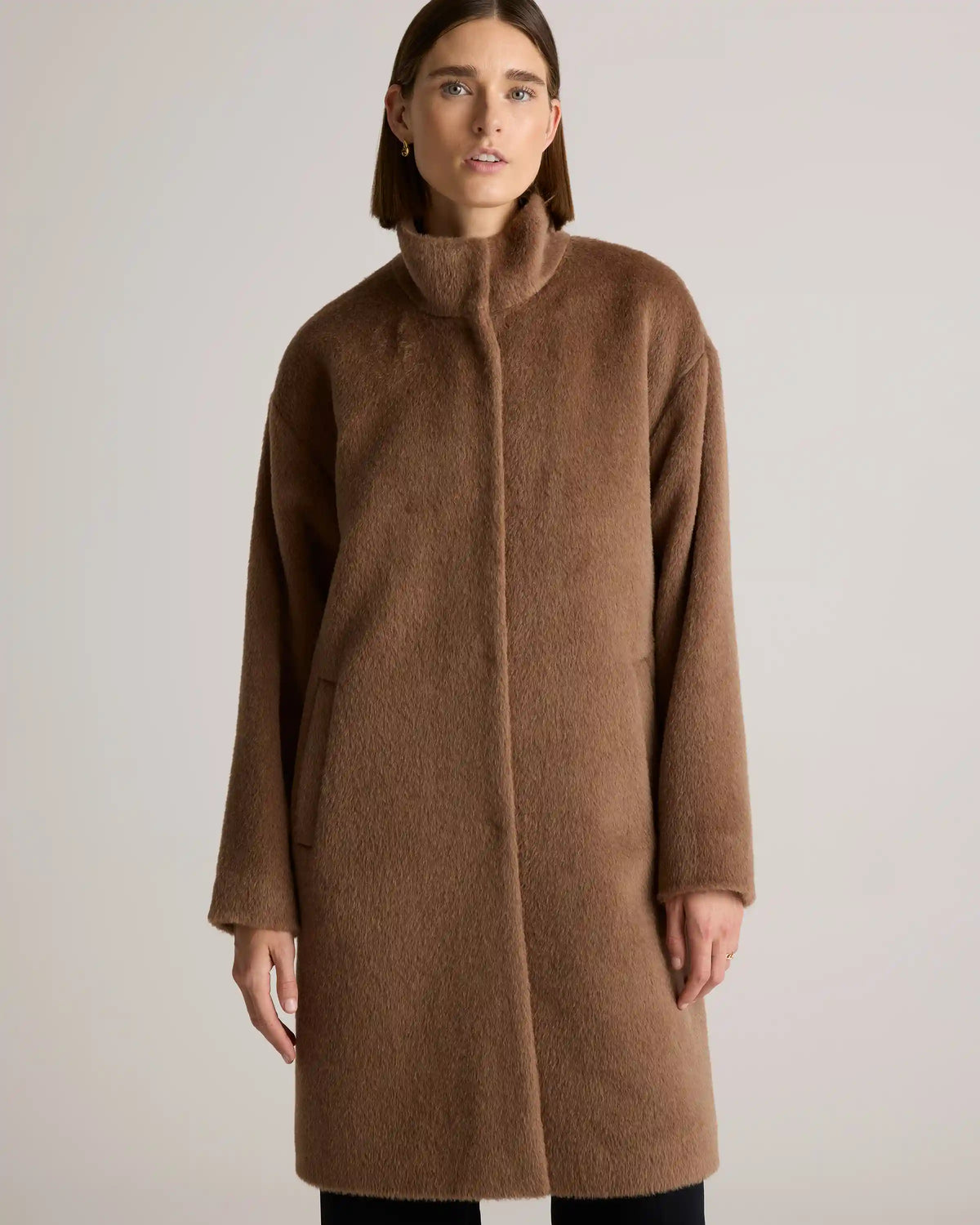 Alpaca-Wool Stand Collar Coat