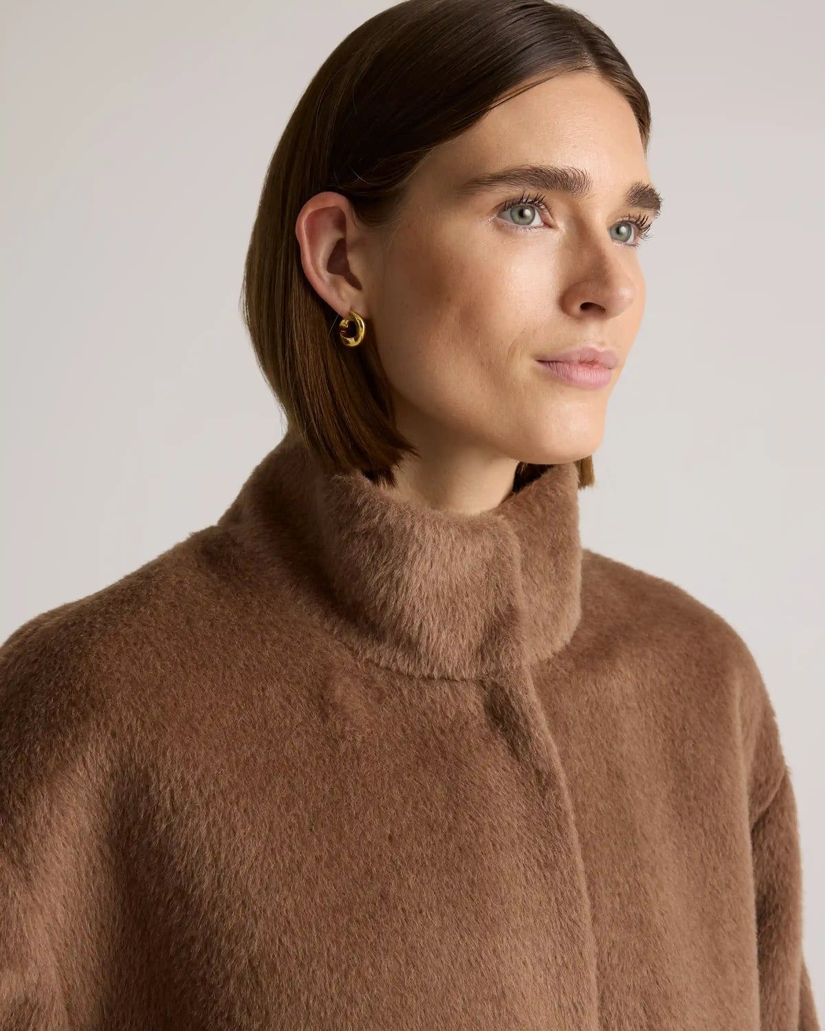 Alpaca-Wool Stand Collar Coat
