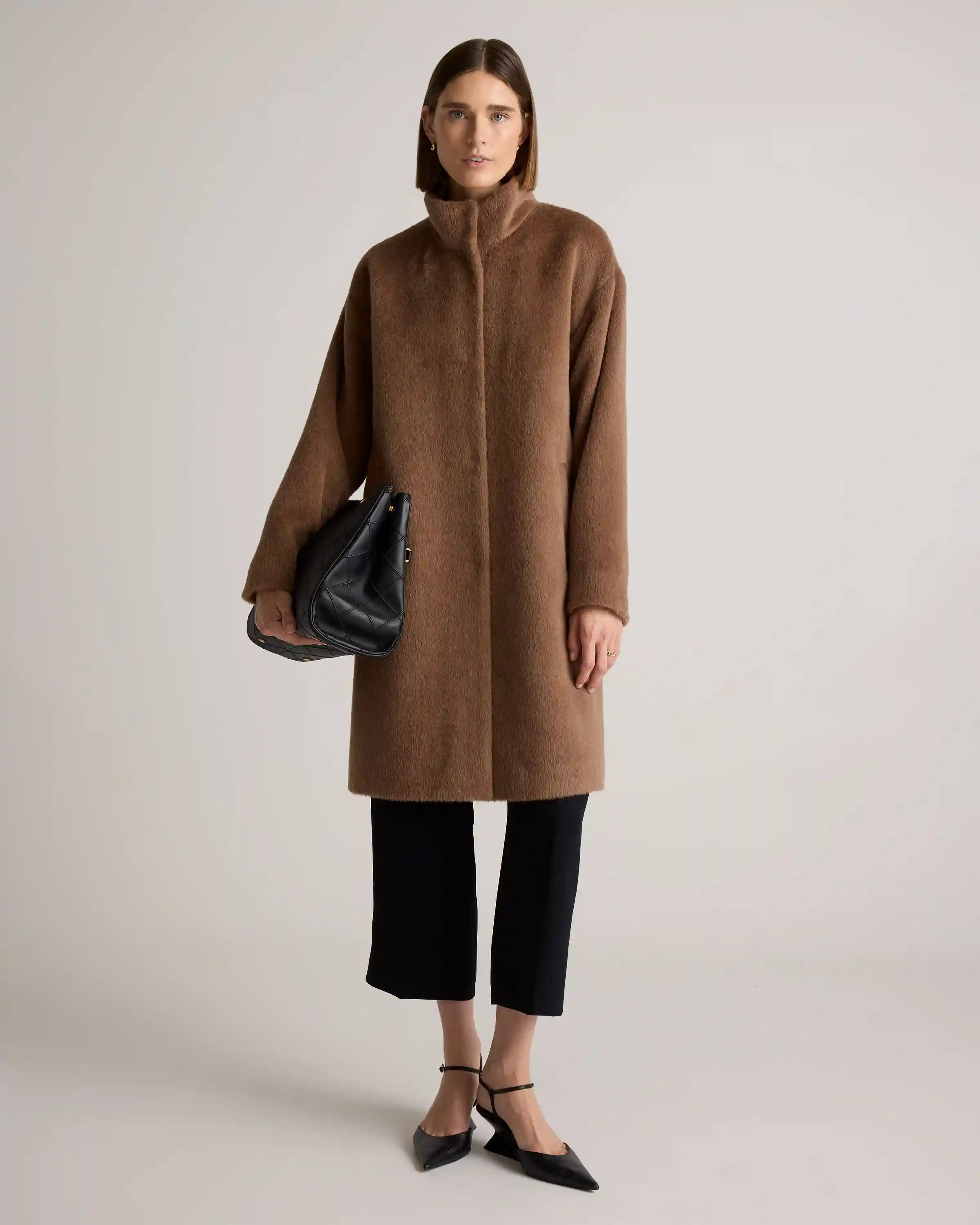 Alpaca-Wool Stand Collar Coat