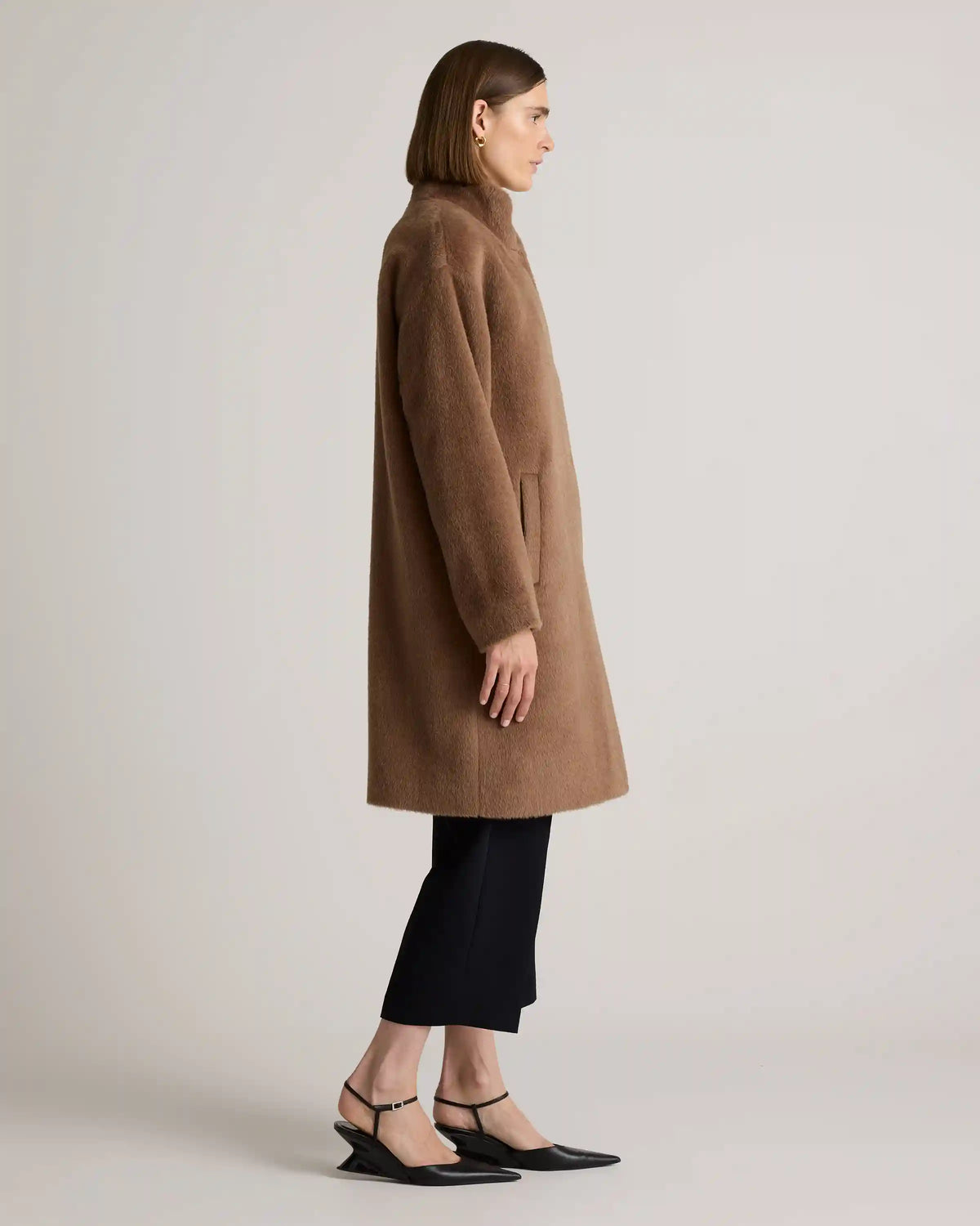 Alpaca-Wool Stand Collar Coat