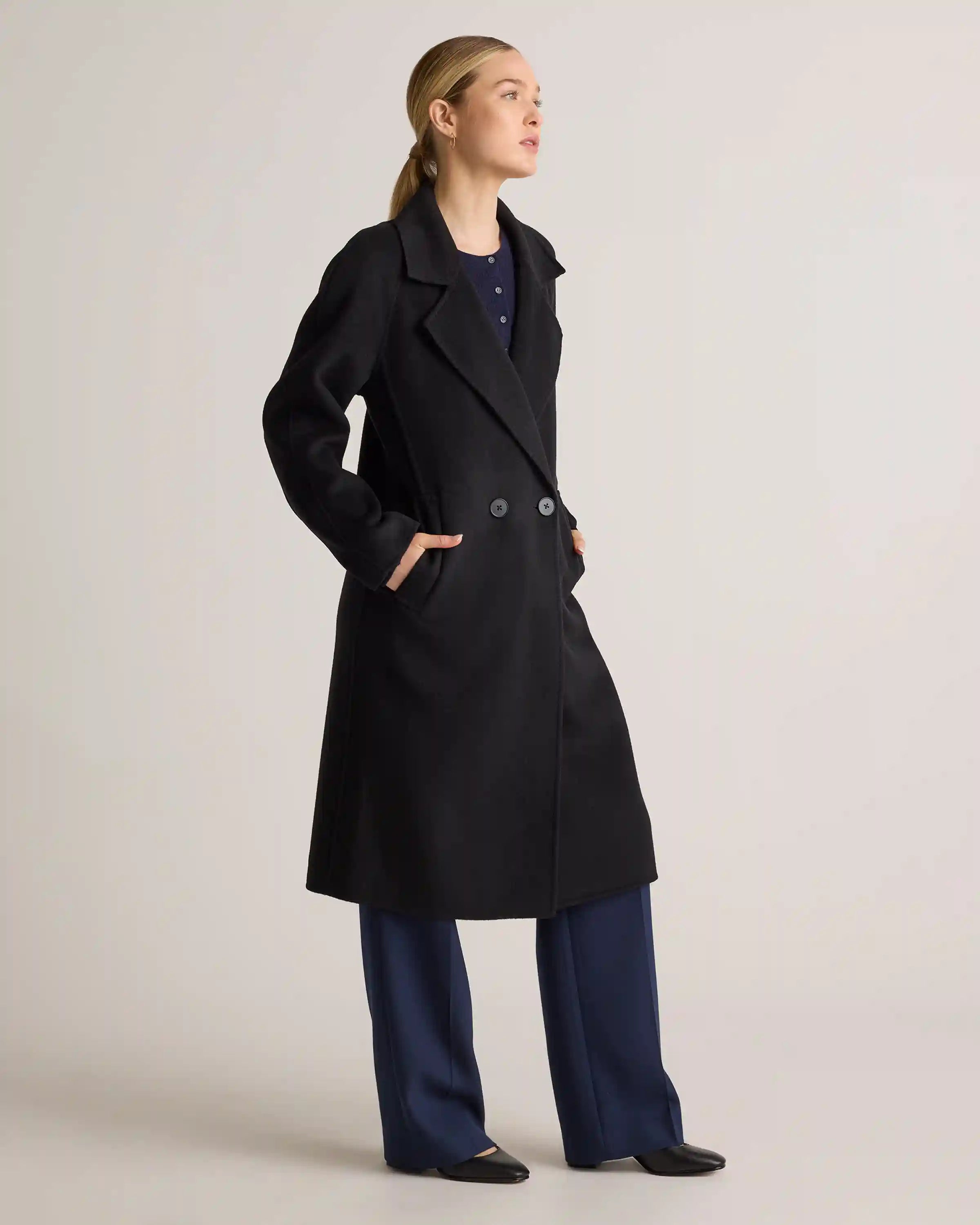 Double-Faced Merino Wool Notched Lapel Coat