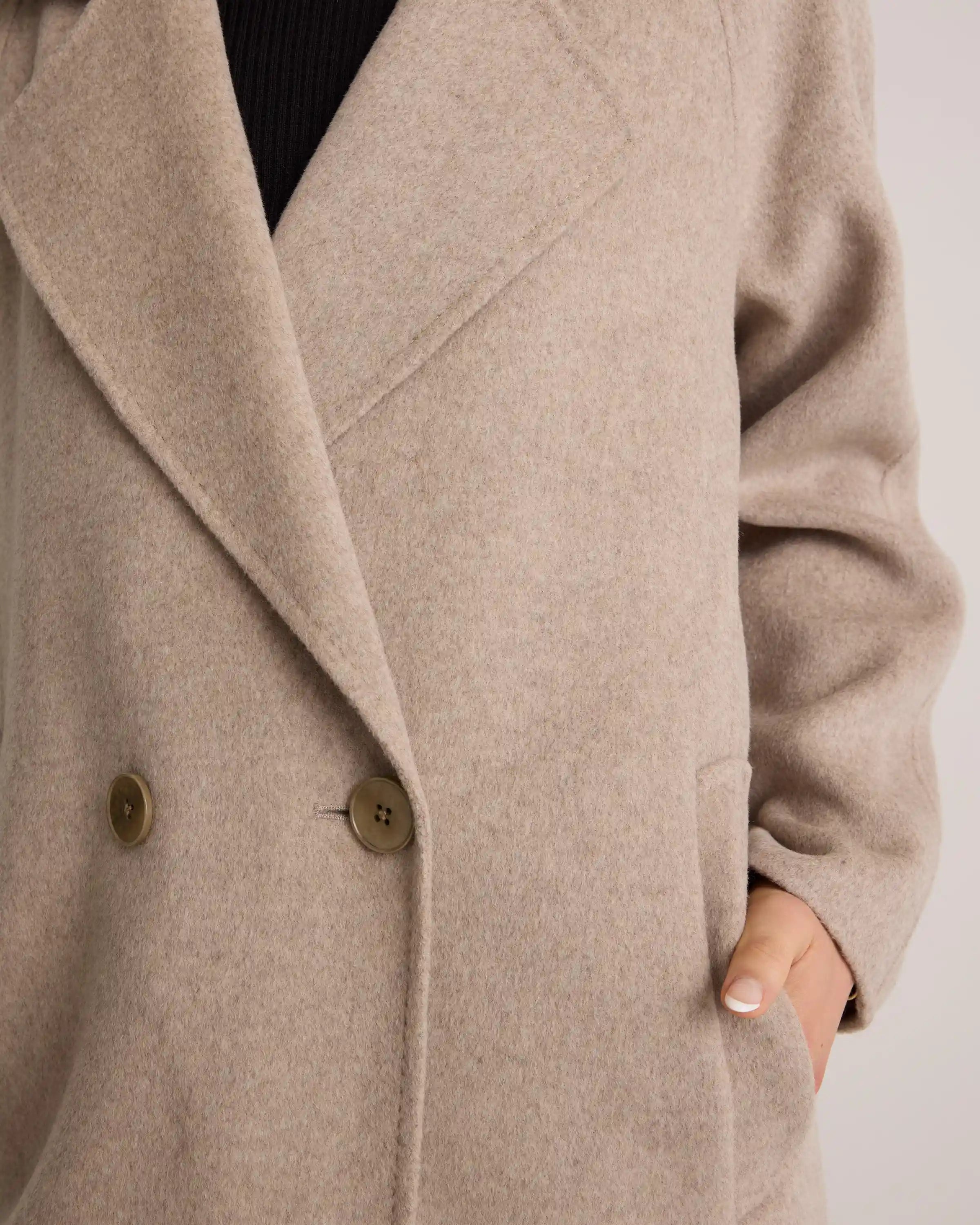 Double-Faced Merino Wool Notched Lapel Coat