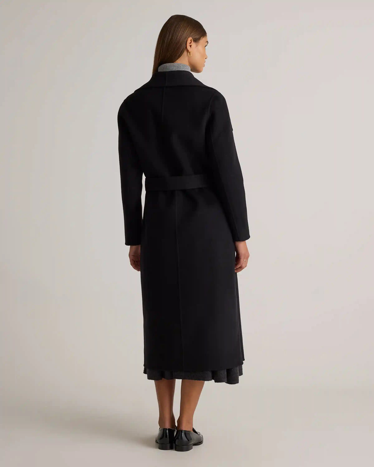 Double-Faced Merino Wool Draped Collar Wrap Coat
