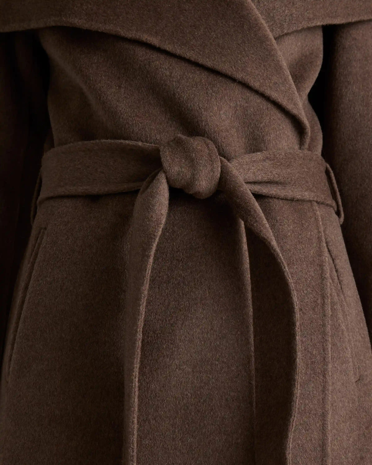 Double-Faced Merino Wool Draped Collar Wrap Coat