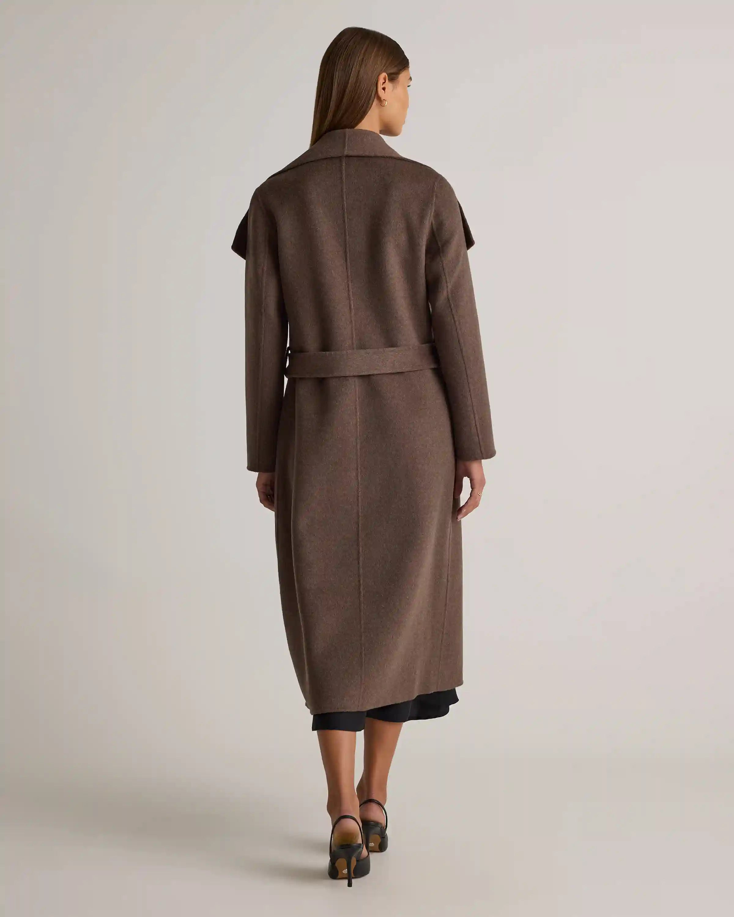 Double-Faced Merino Wool Draped Collar Wrap Coat
