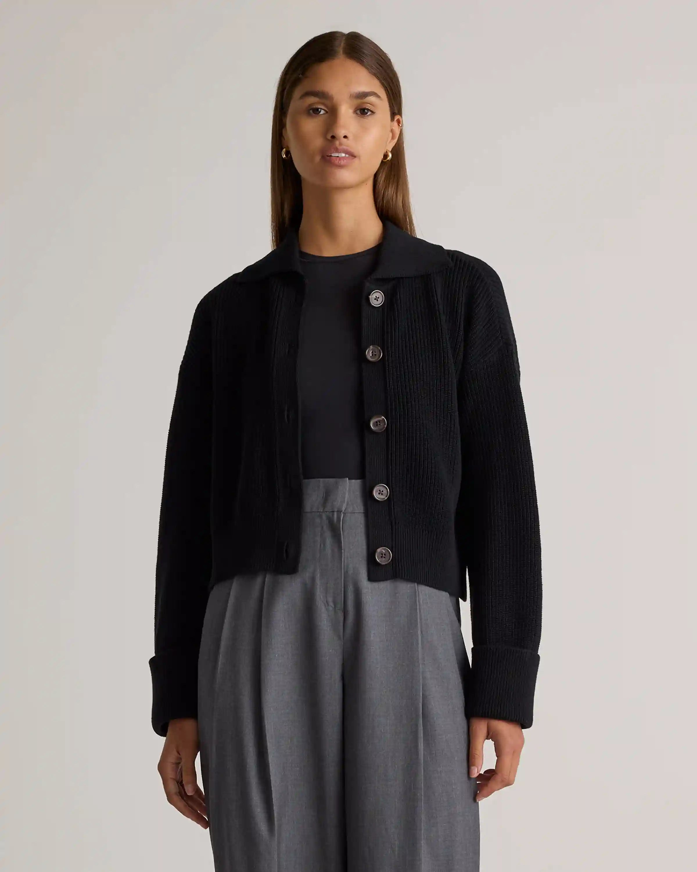 100% Organic Cotton Fisherman Collared Cardigan