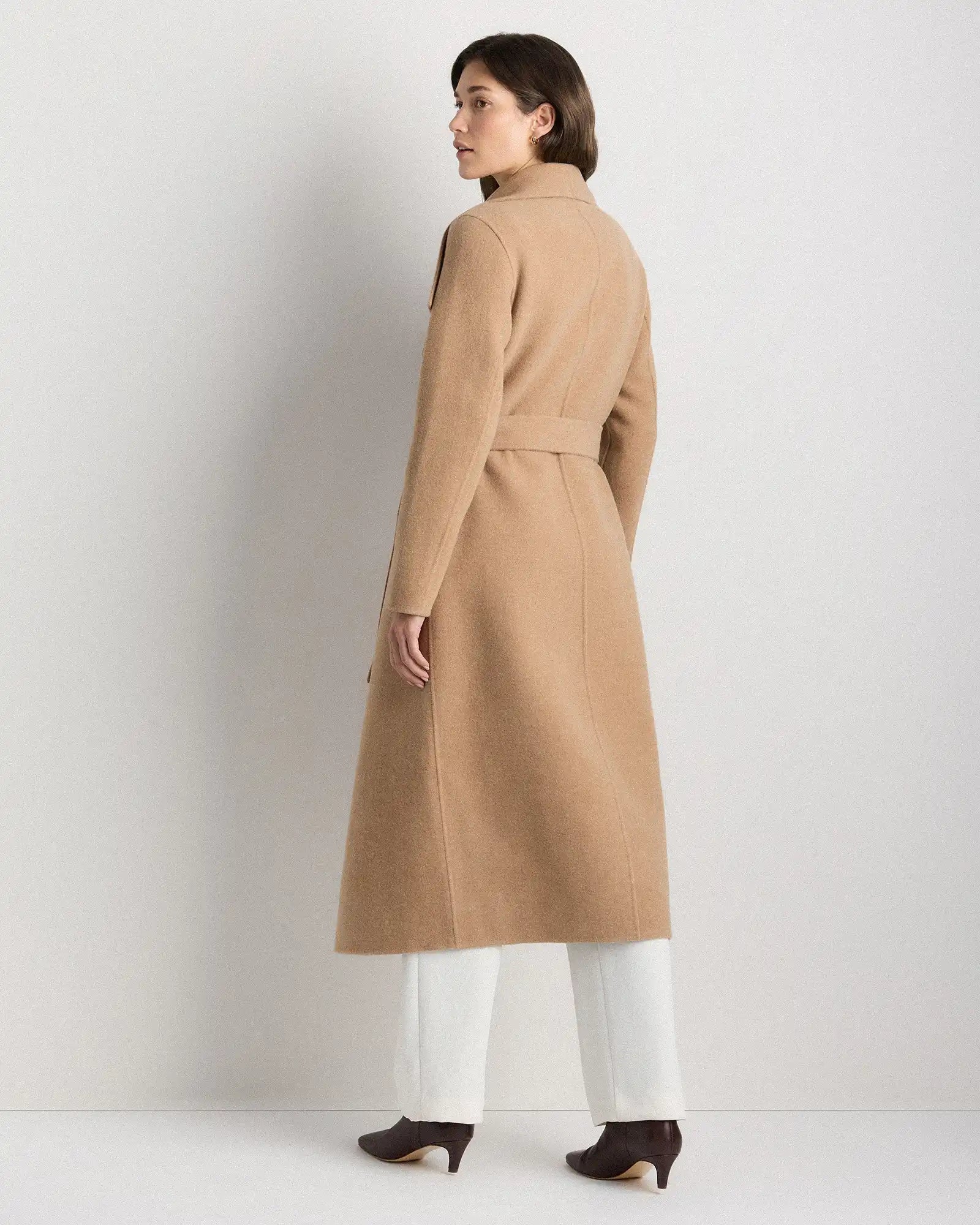Double-Faced Merino Wool Draped Collar Wrap Coat
