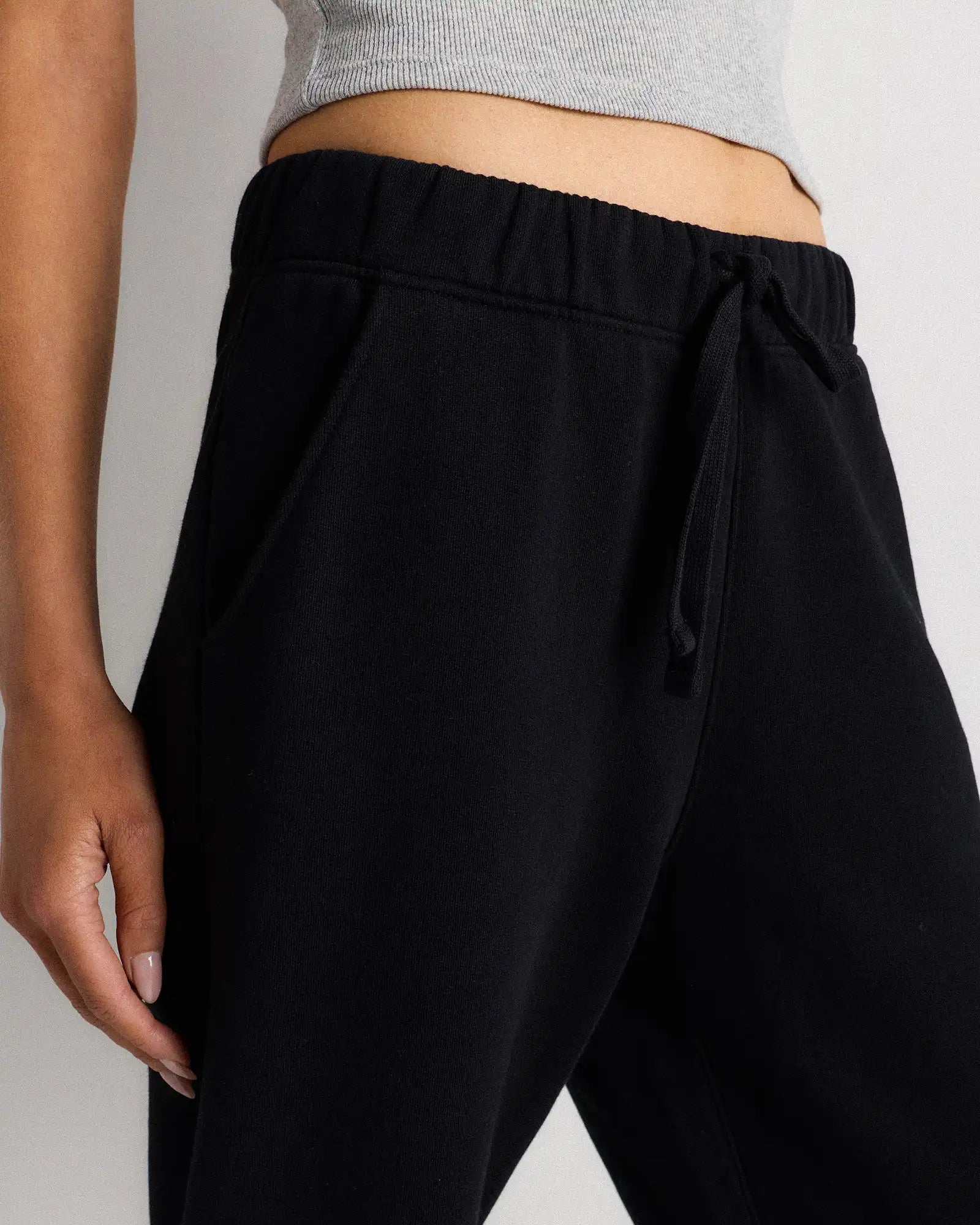 Organic French Terry Cropped Wide Leg Pants