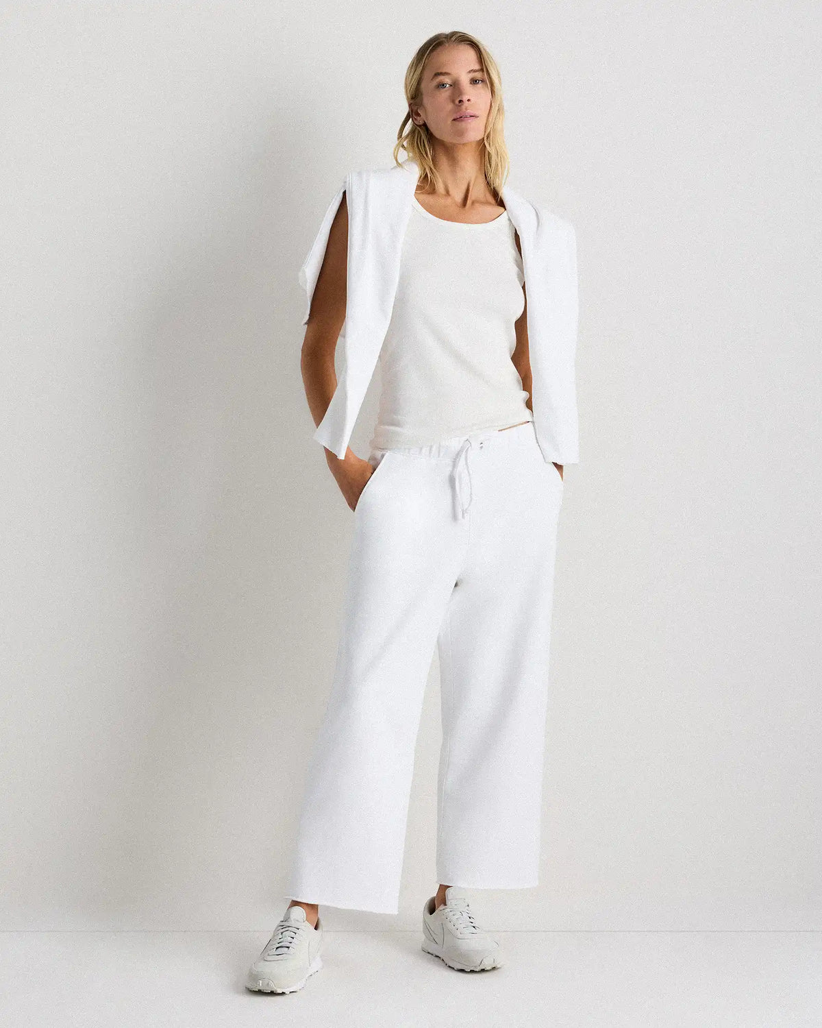 Organic French Terry Cropped Wide Leg Pants