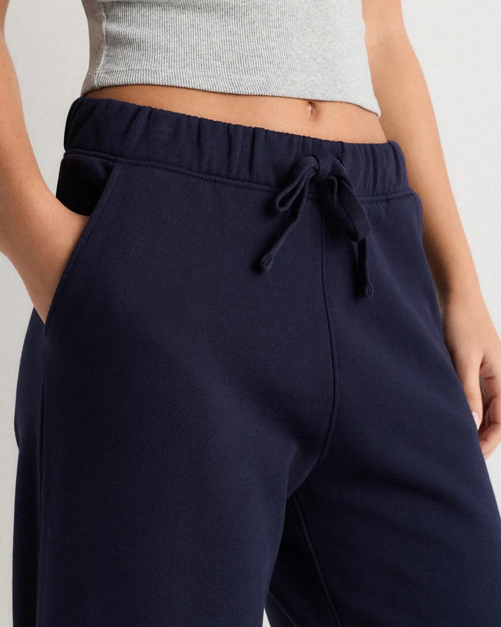 Organic French Terry Cropped Wide Leg Pants