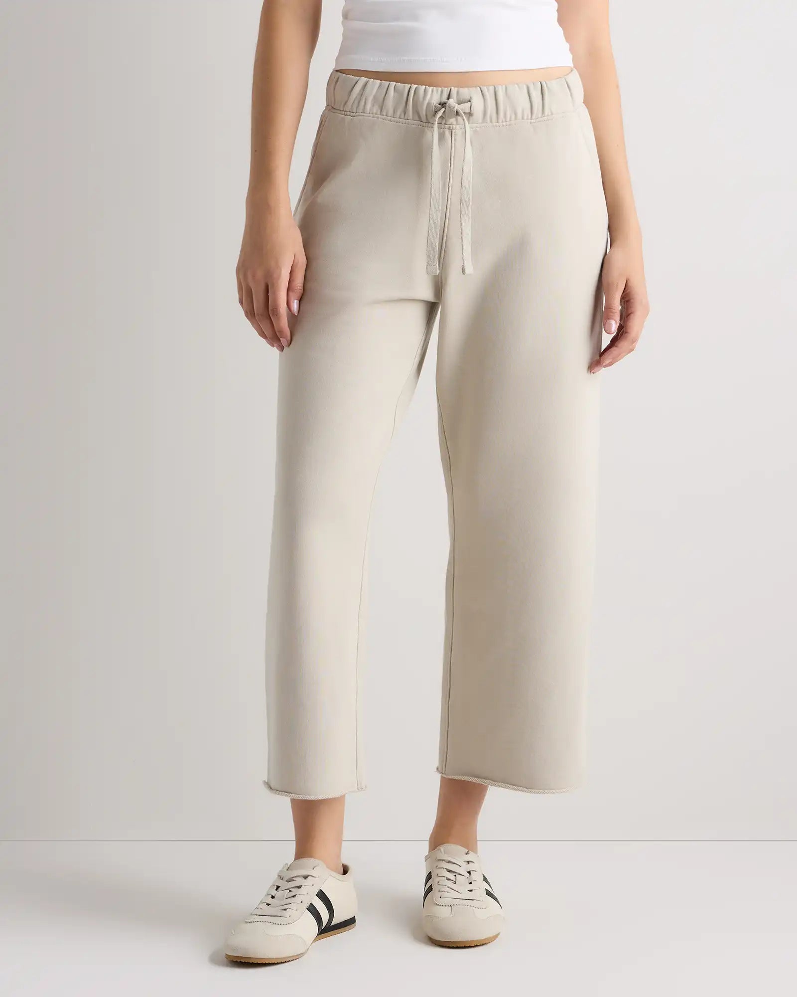 Organic French Terry Cropped Wide Leg Pants