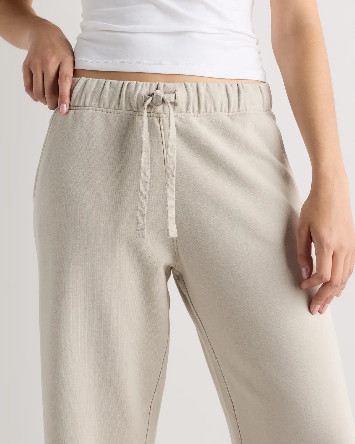Organic French Terry Cropped Wide Leg Pants