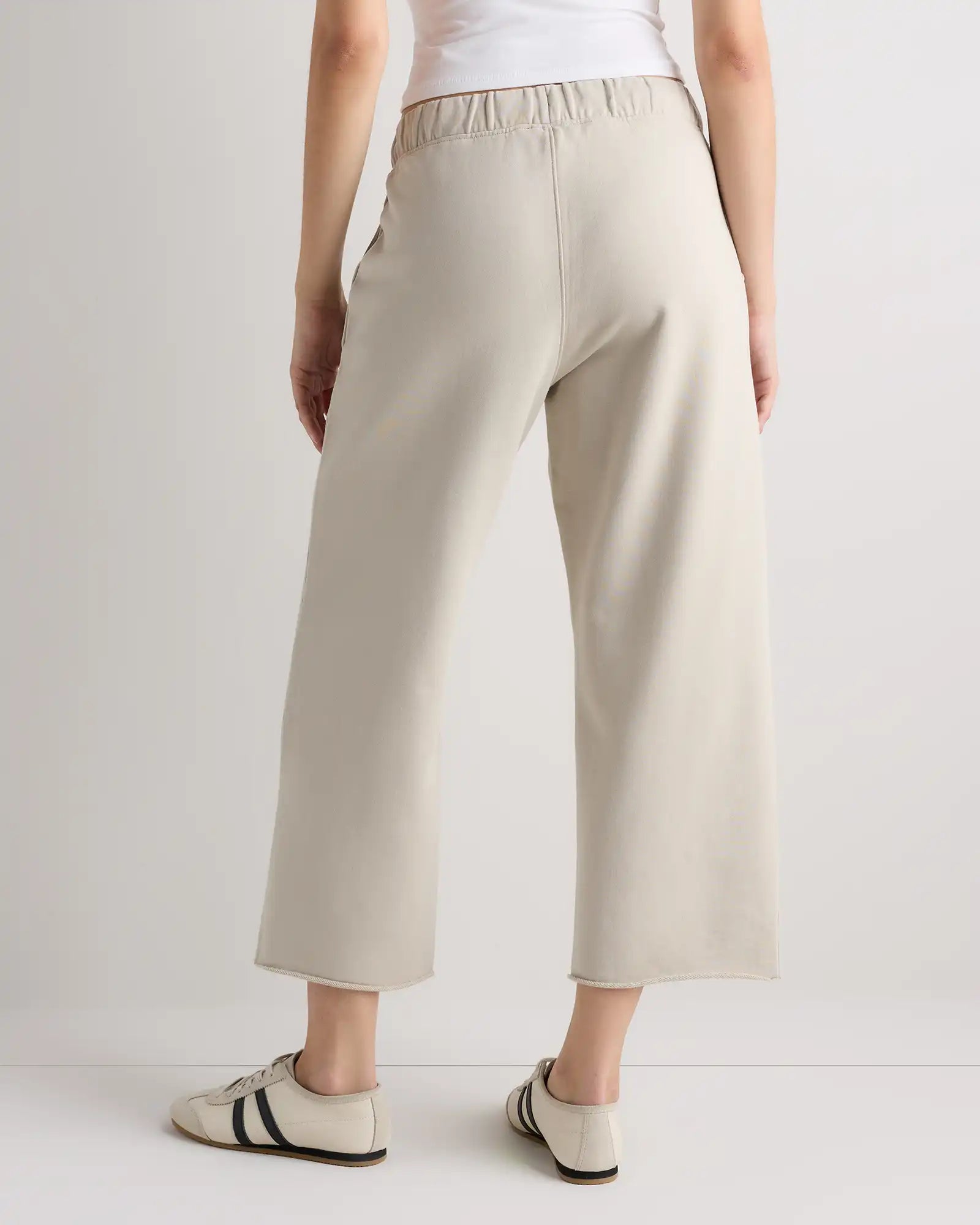 Organic French Terry Cropped Wide Leg Pants