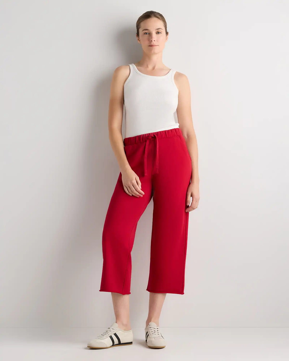 Organic French Terry Cropped Wide Leg Pants