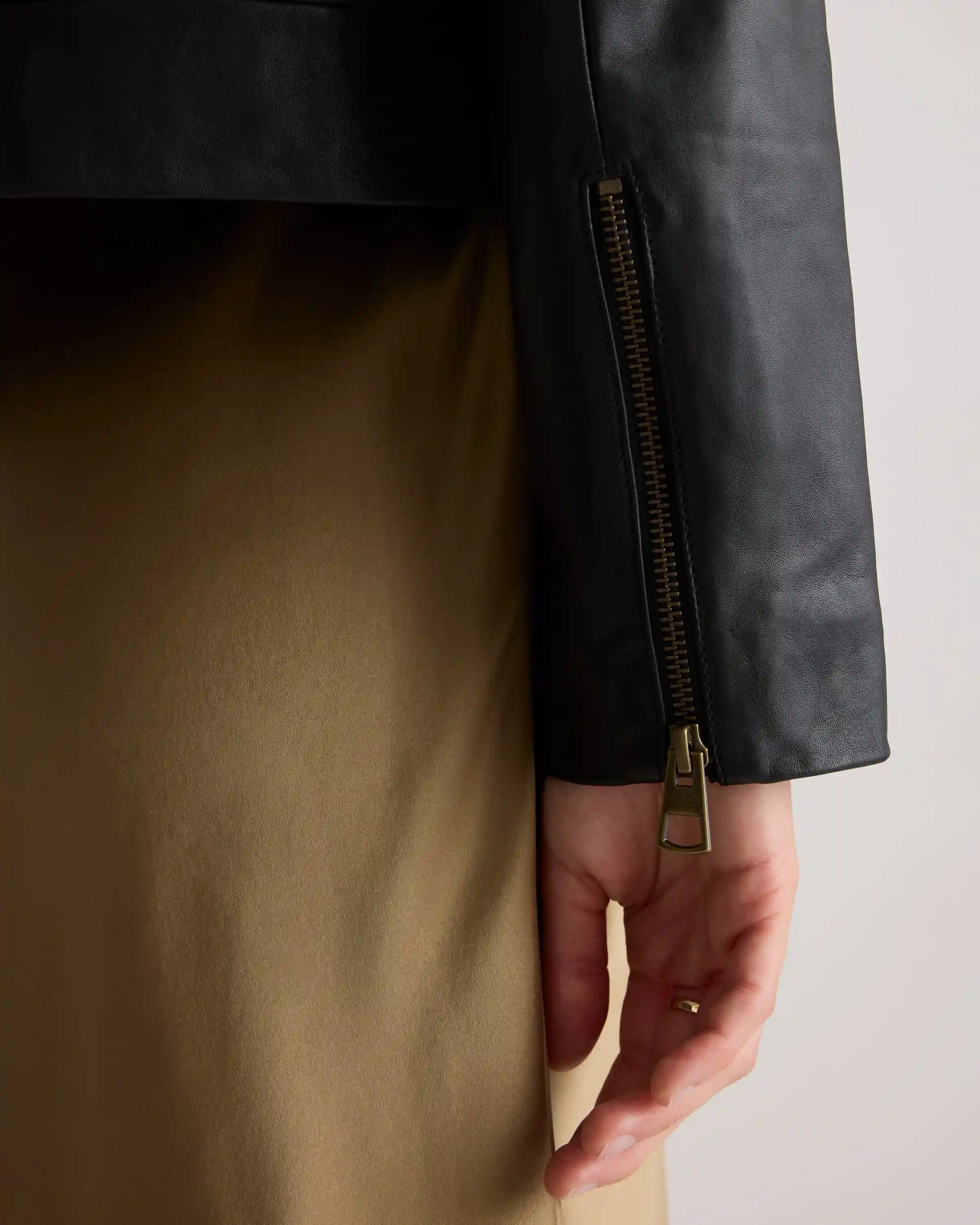 100% Leather Cropped Zip-Front Jacket