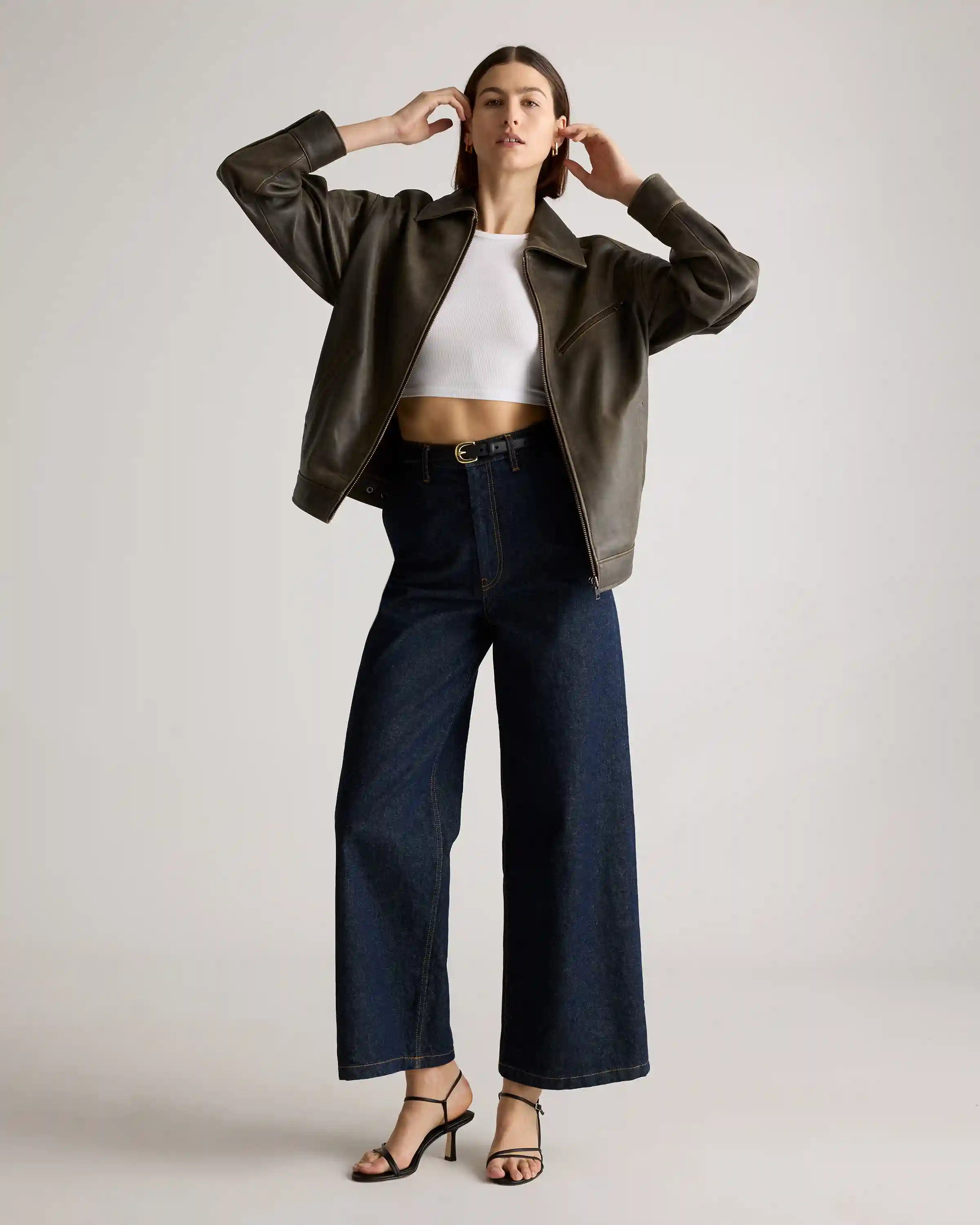 100% Leather Oversized Bomber Jacket
