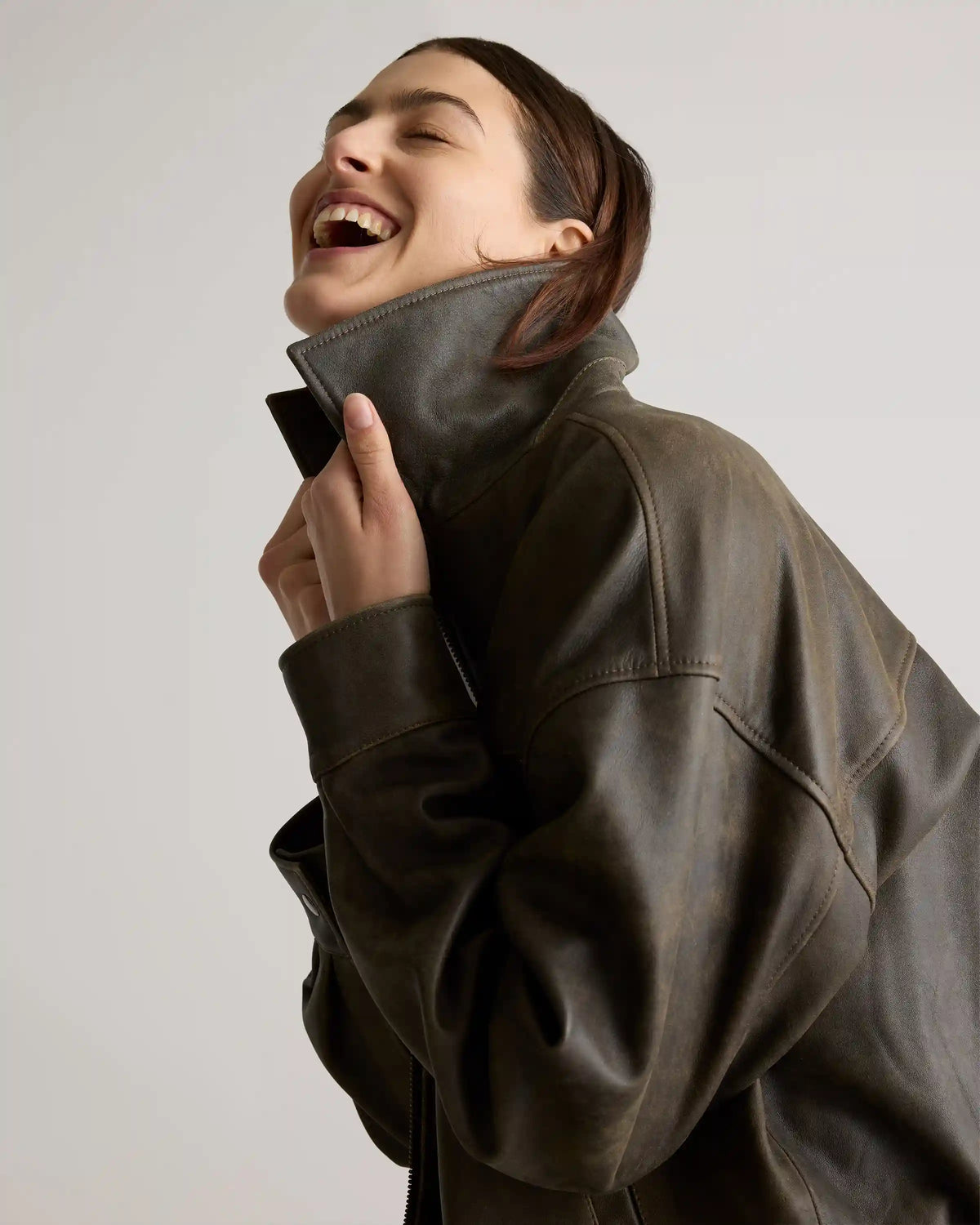 100% Leather Oversized Bomber Jacket