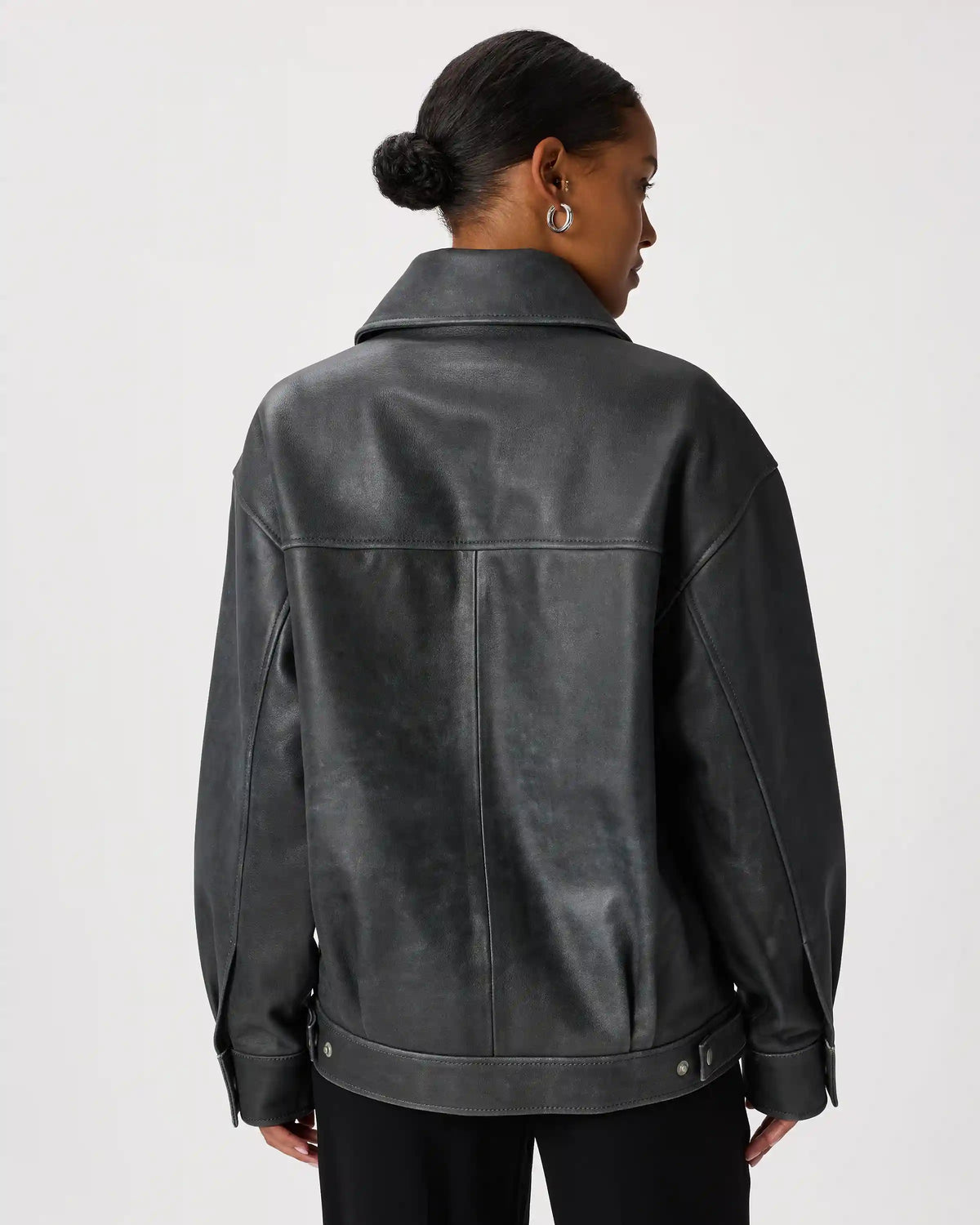 100% Leather Oversized Bomber Jacket